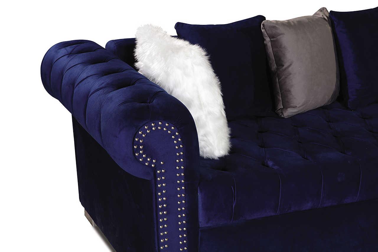 Detail close-up of Milan Blue Sectional sectional sofa