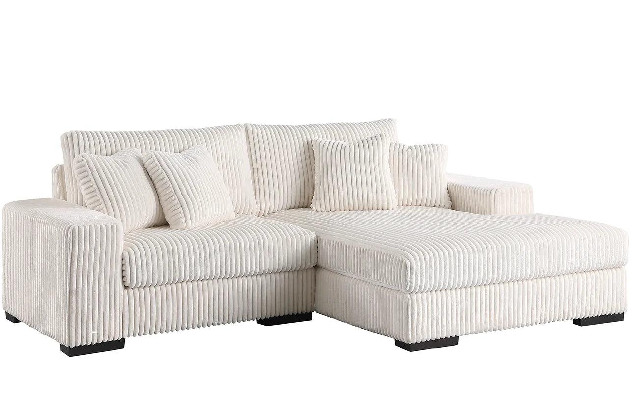 Side view of Comfy Ivory sectional sofa