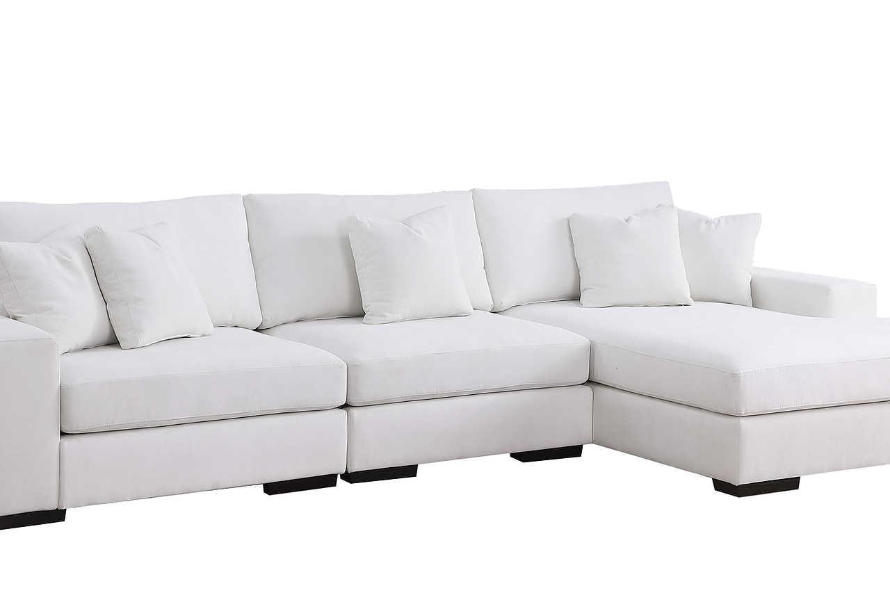 Close-up detail of chenille upholstery on Comfy Cream Sectional