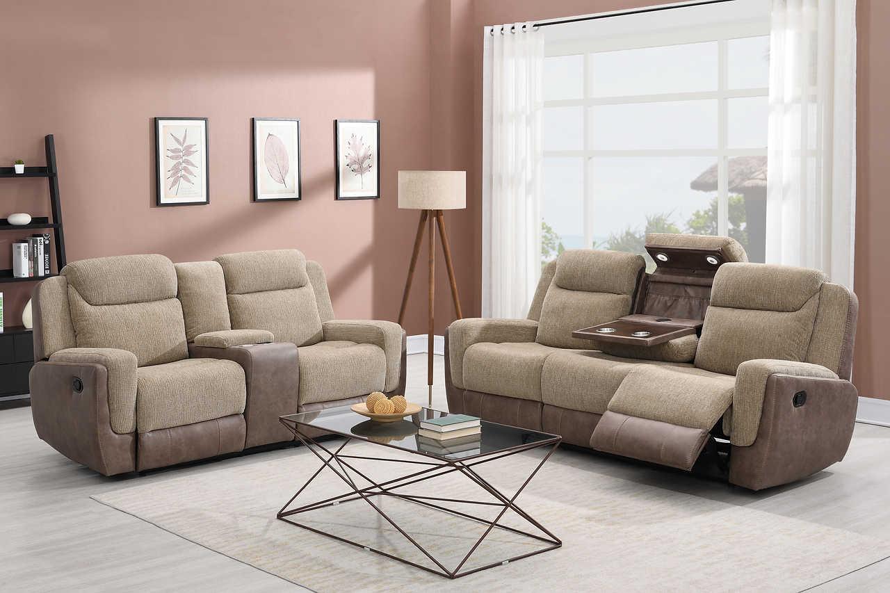Wilbert Brown swivel rocker recliner in brown fabric, side view