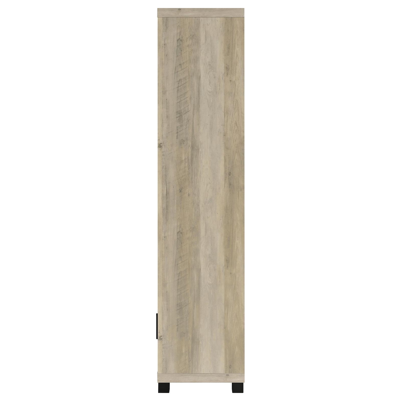 Open cabinet door revealing four storage compartments