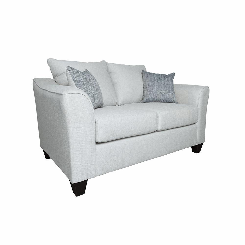 Salizar Grey Mist Upholstered Loveseat side angle