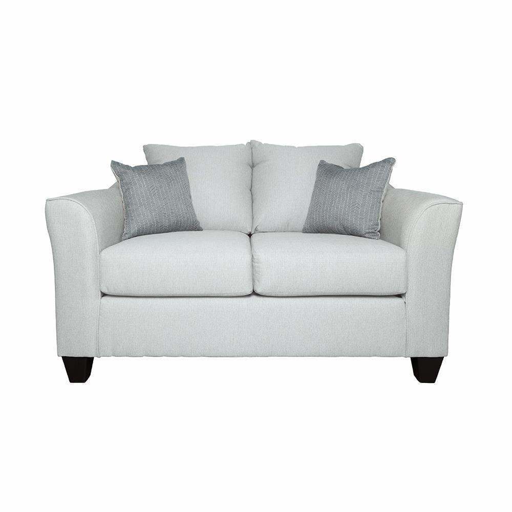 Close-up of Salizar Loveseat fabric texture in Grey Mist