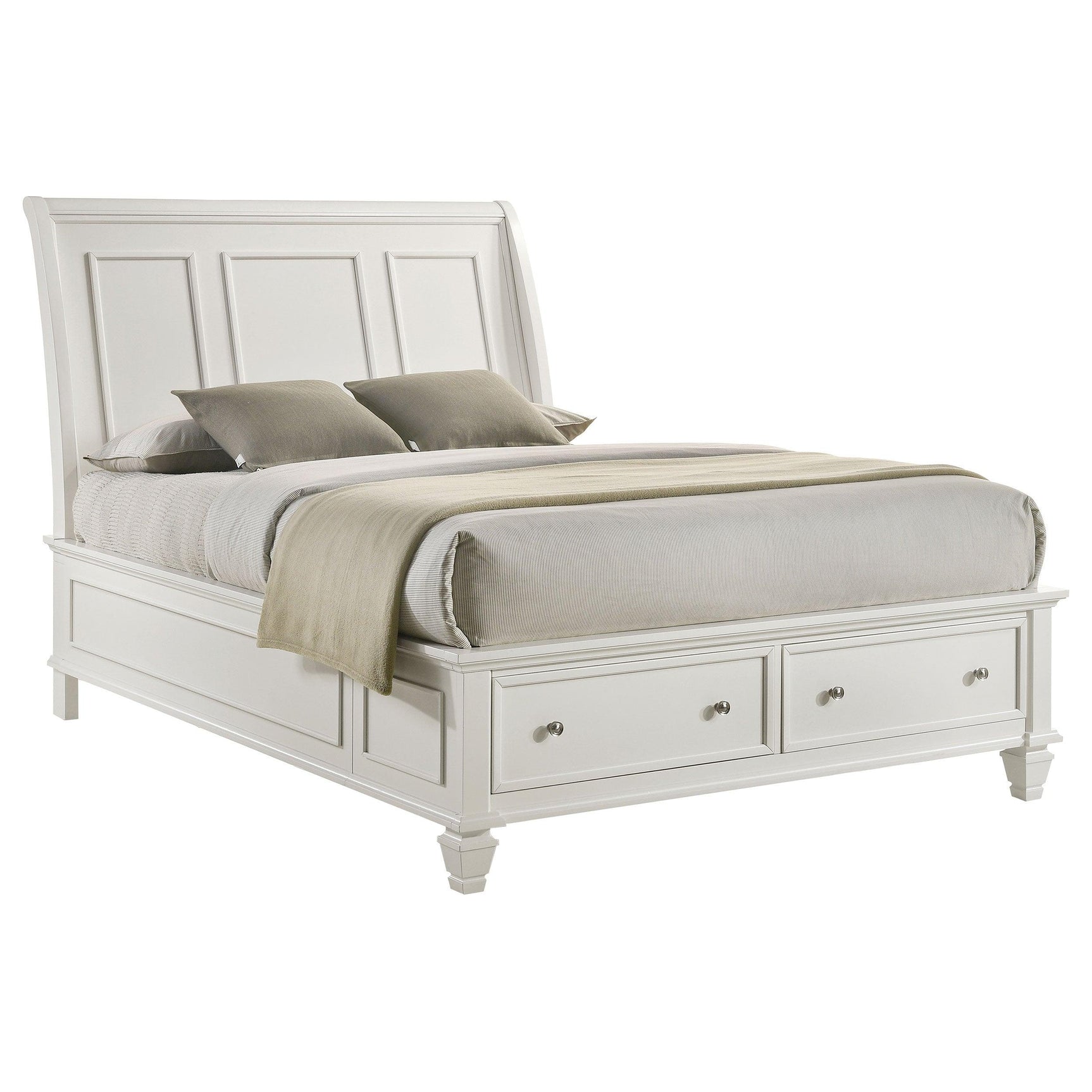 Sandy Beach White Storage Sleigh Bedroom Set bedroom view bed