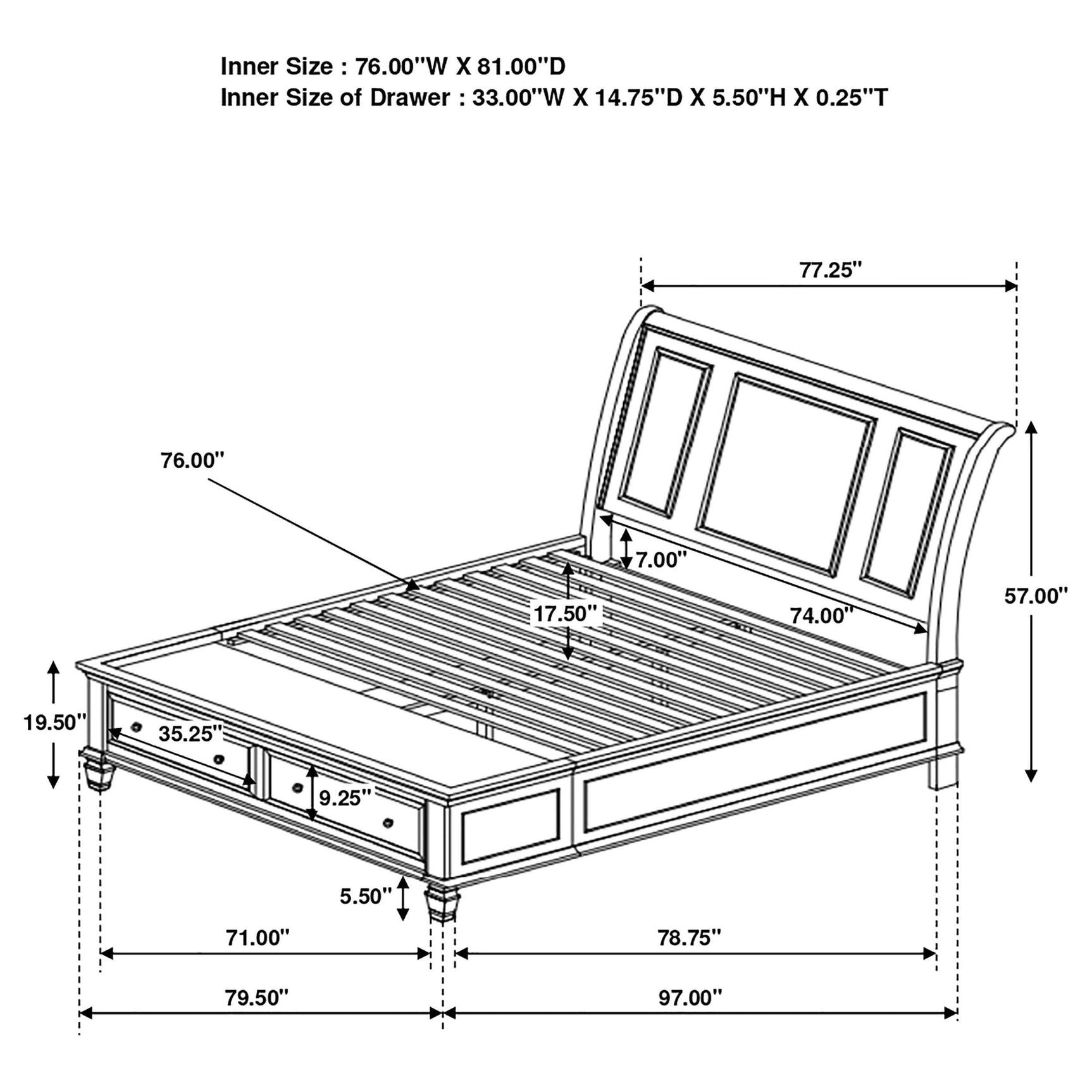 Sandy Beach White Storage Sleigh Bedroom Set bedroom view bed