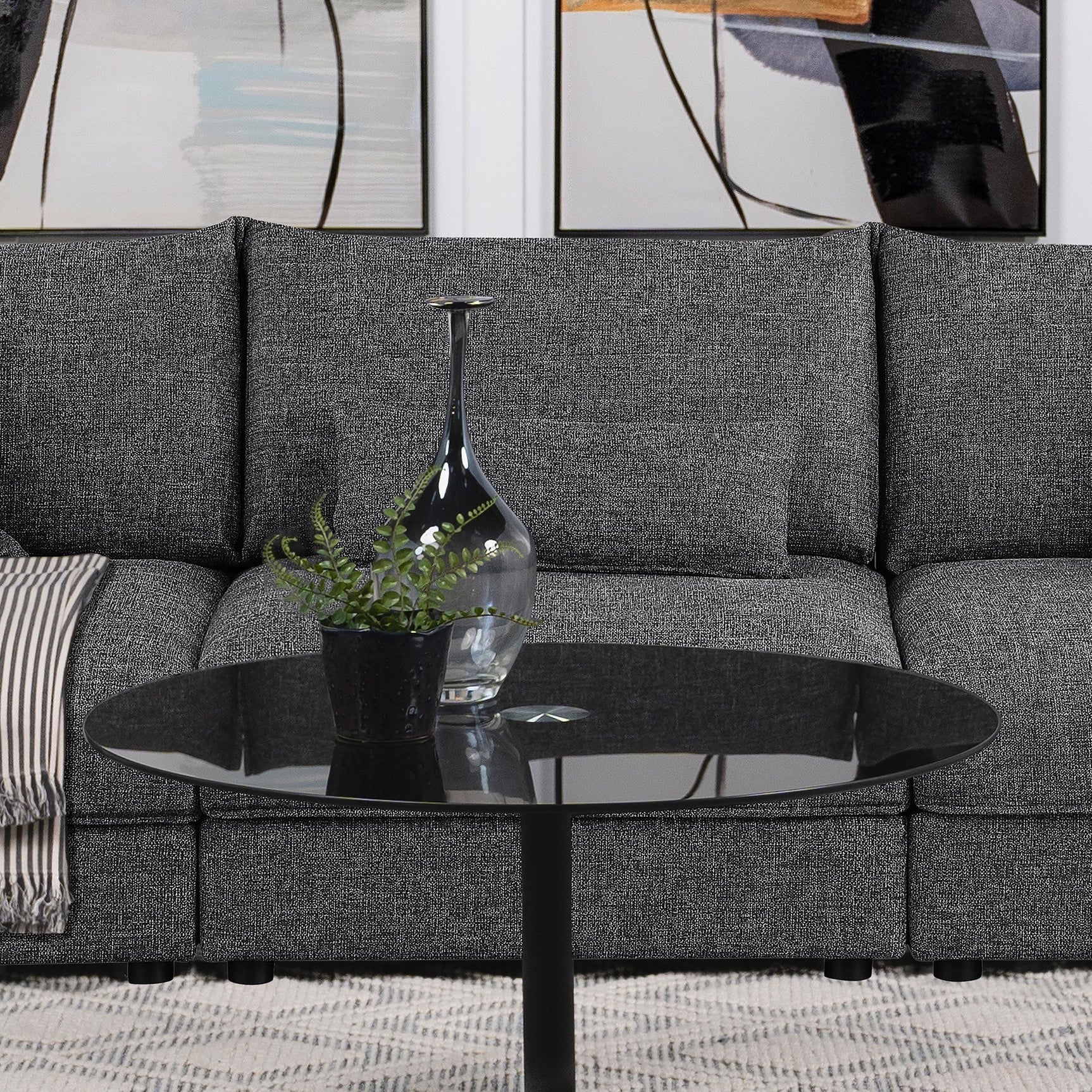 Sasha Barely Black Upholstered Armless Chair side view