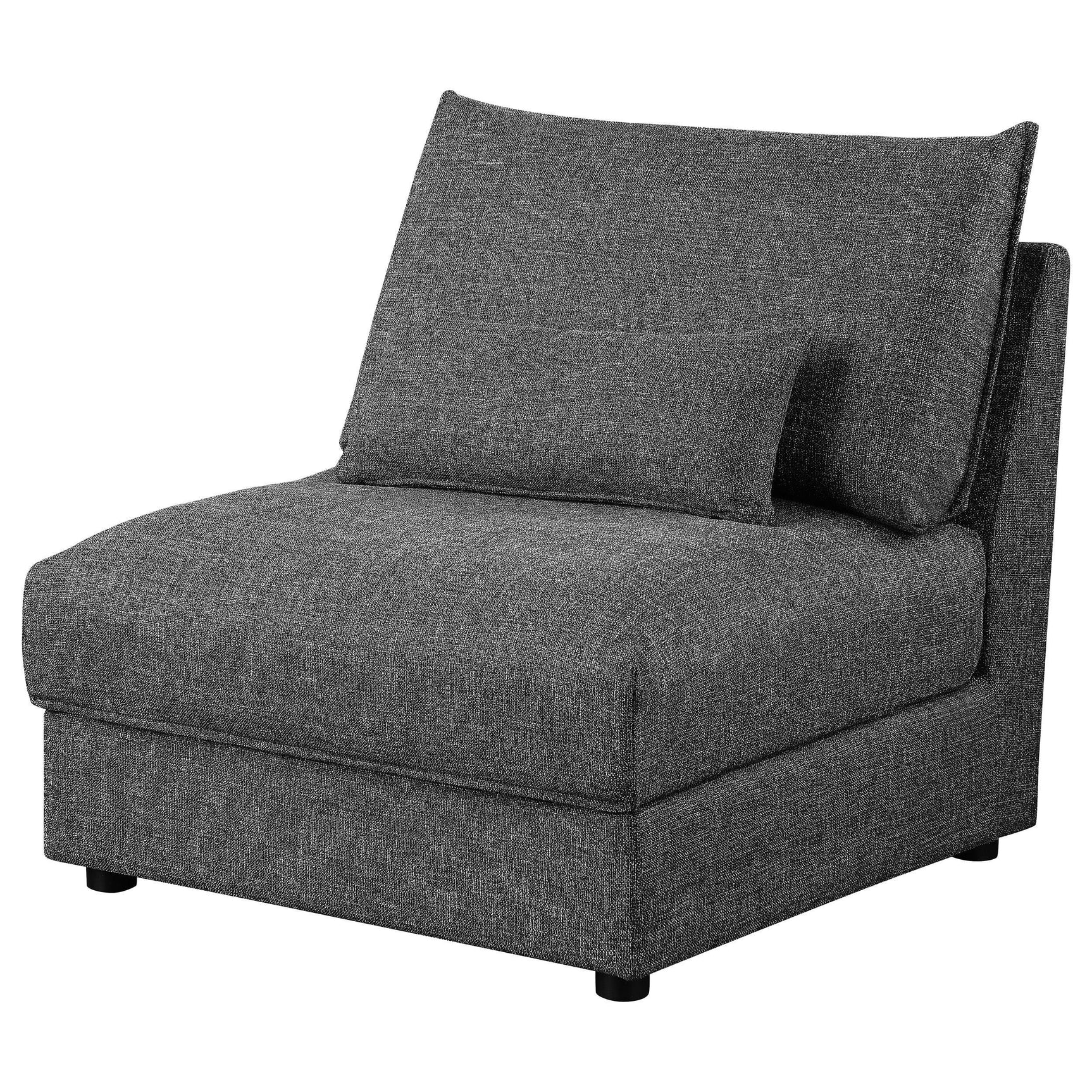 Sasha Barely Black Upholstered Armless Chair seat cushion detail