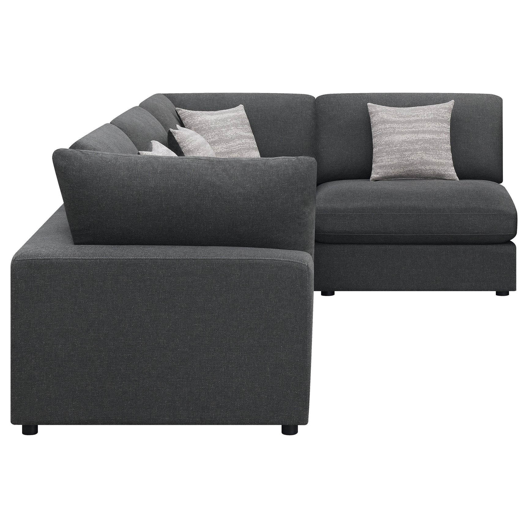 Serene 4-Piece Charcoal Upholstered Modular Sectional Sofa main view