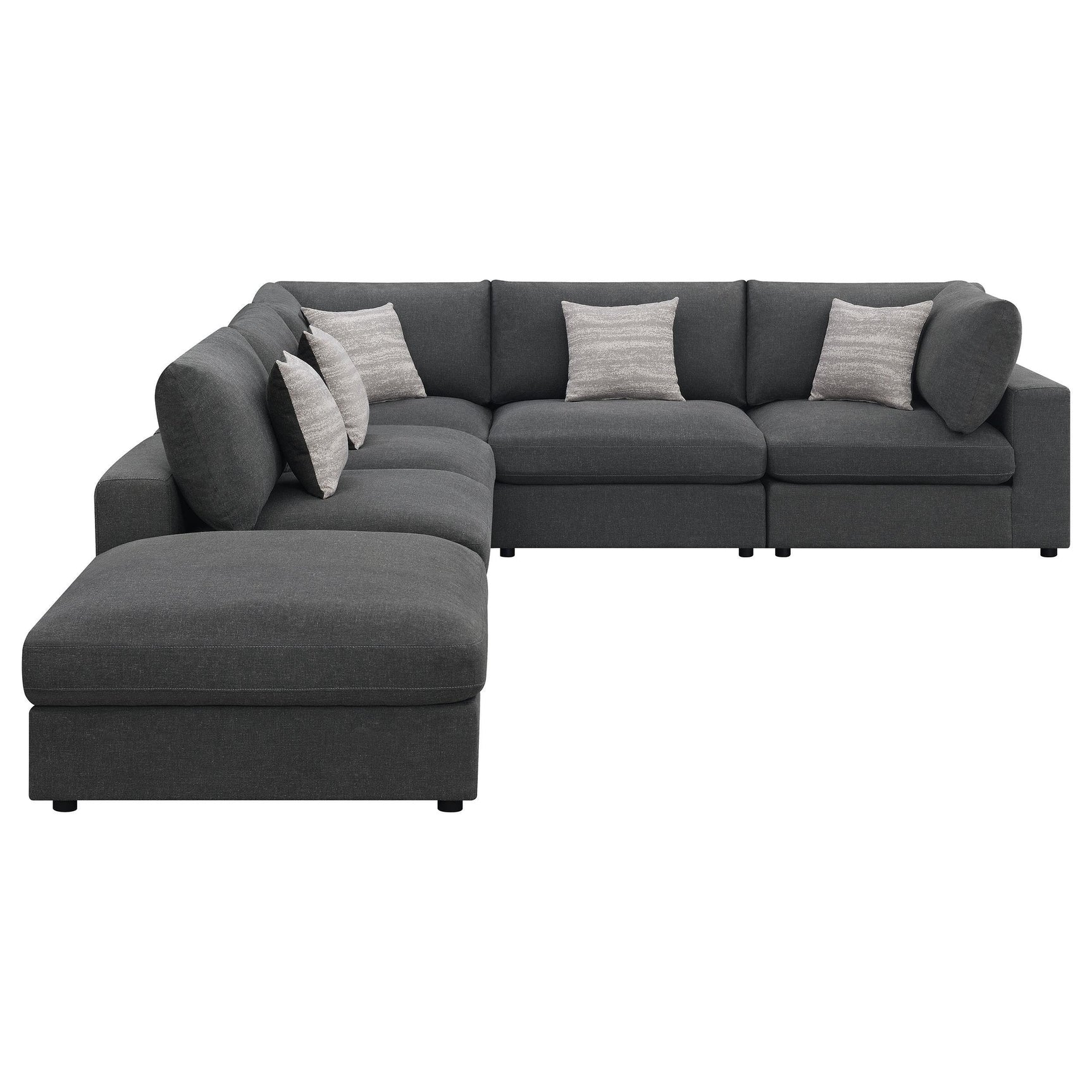 Serene 6-Piece Upholstered Modular Sectional Sofa charcoal main angle