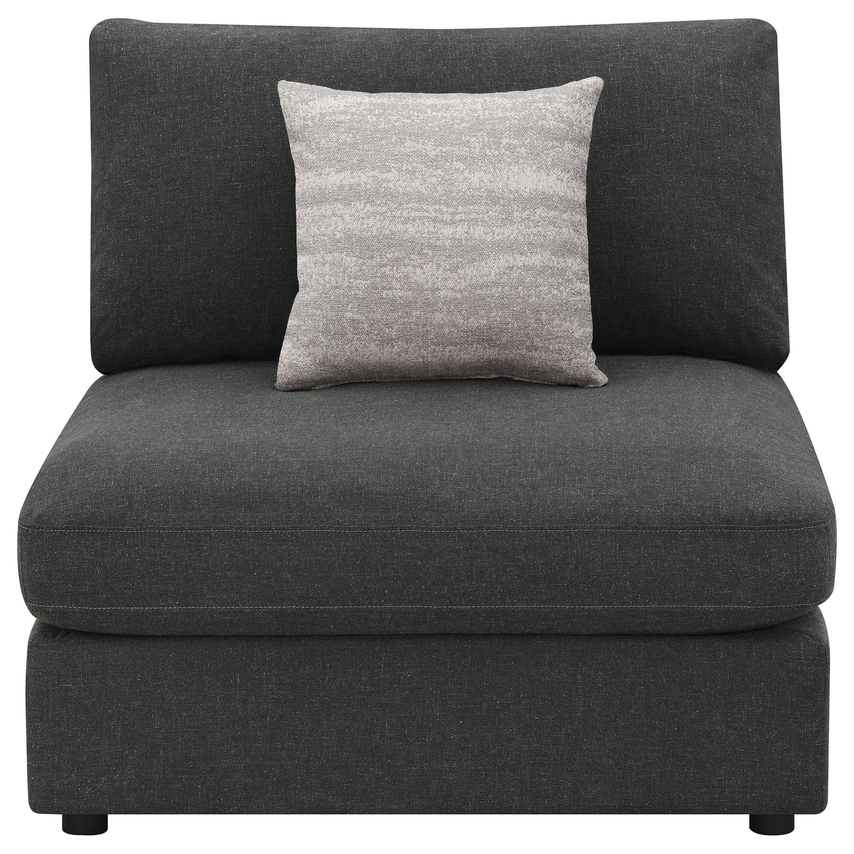 Serene Upholstered Armless Chair charcoal linen side angle