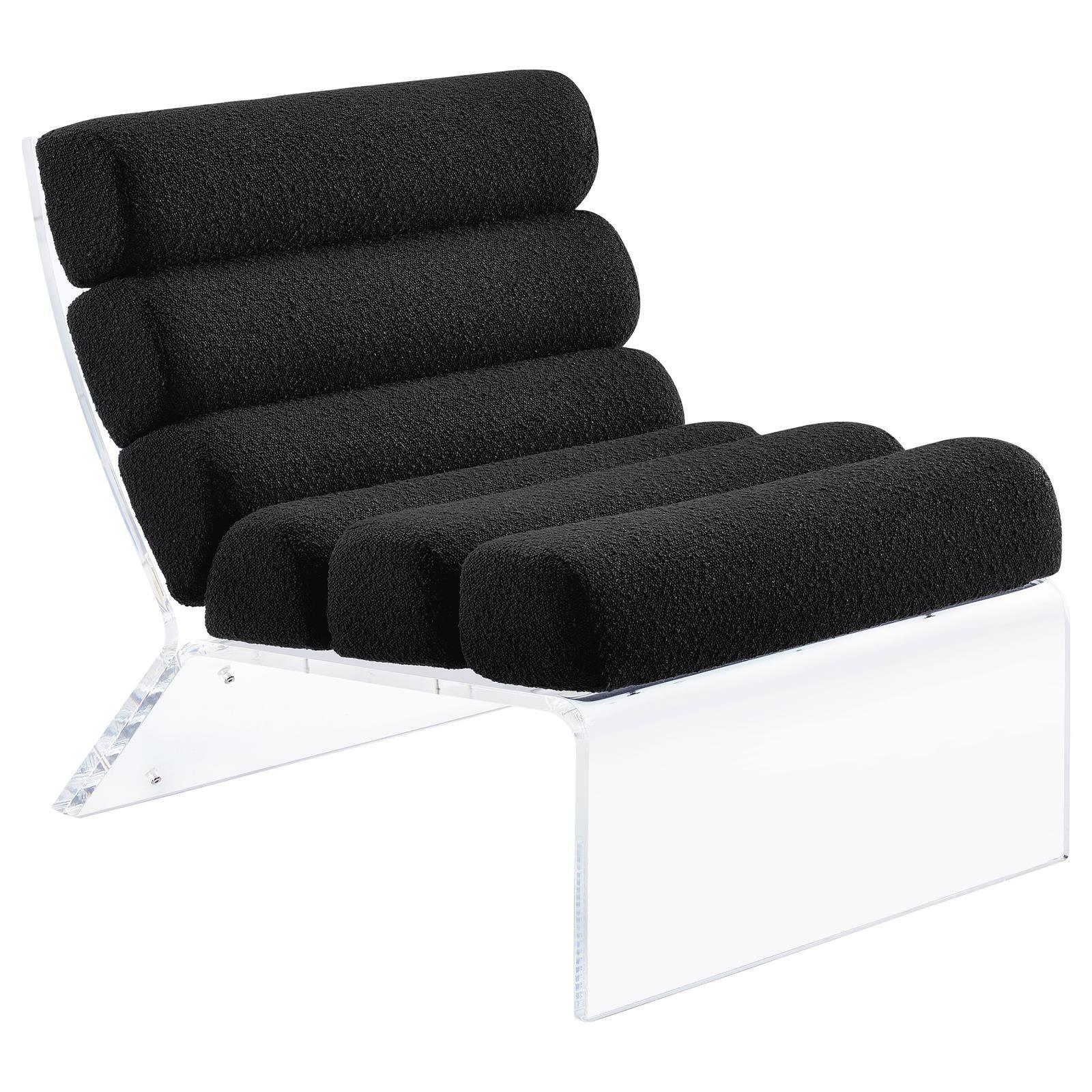 Serreta Boucle Armless Accent Chair front angle with black bouclé upholstery