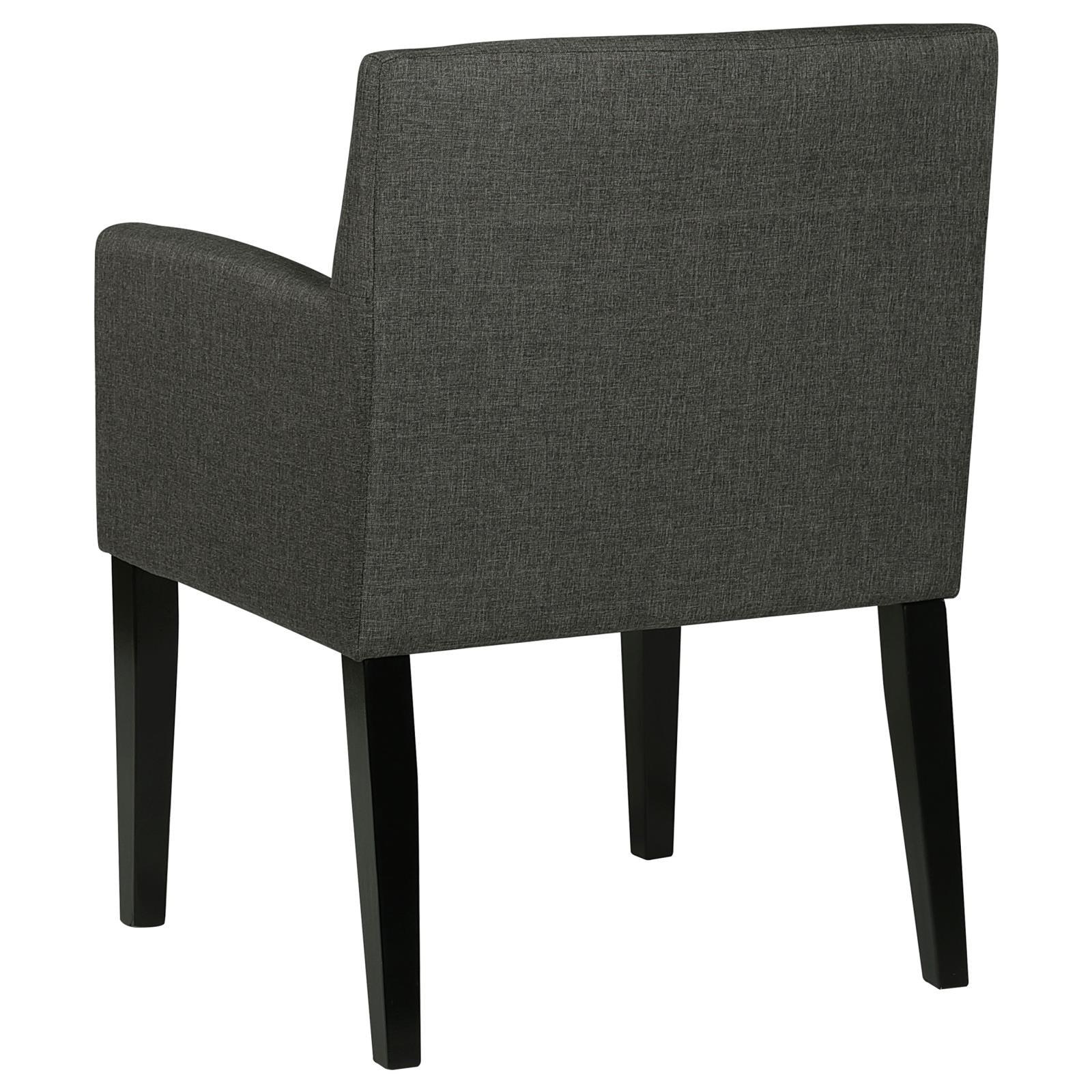 Catherine Grey Upholstered Dining Arm Chair wooden legs detail