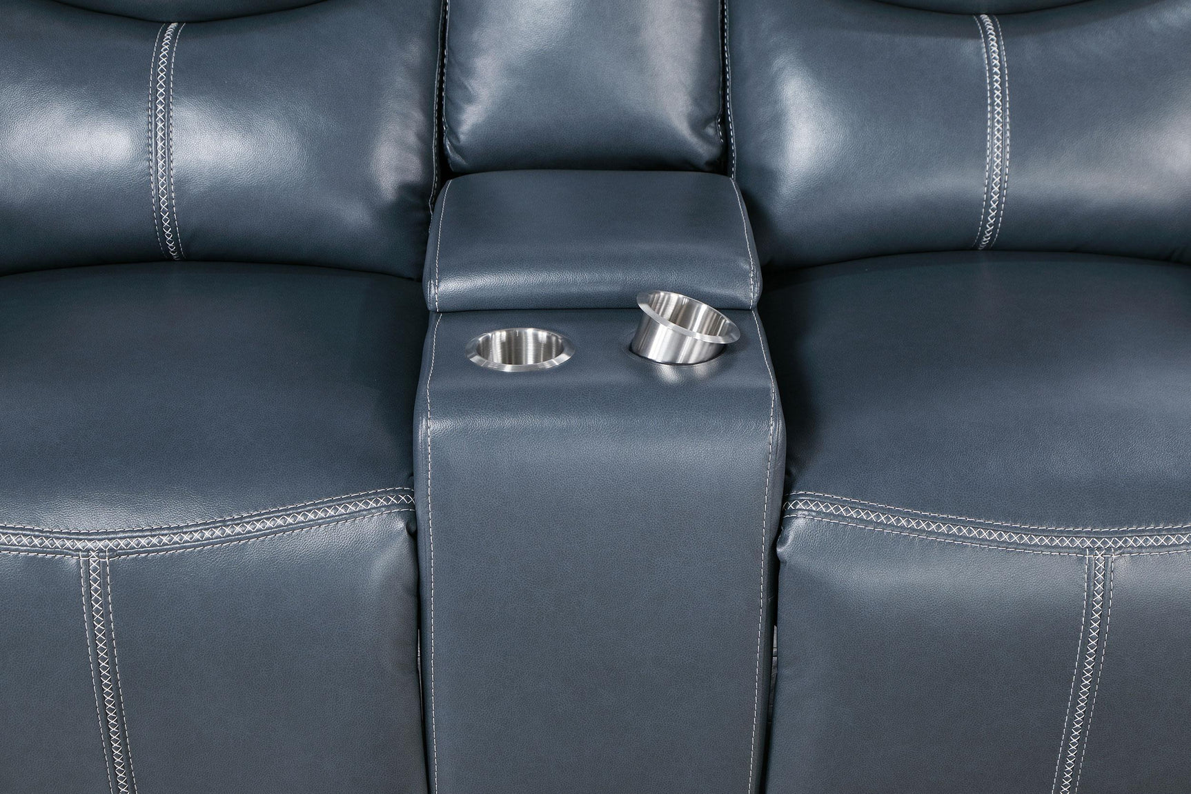 Sloane 2-piece upholstered blue reclining sofa and loveseat set