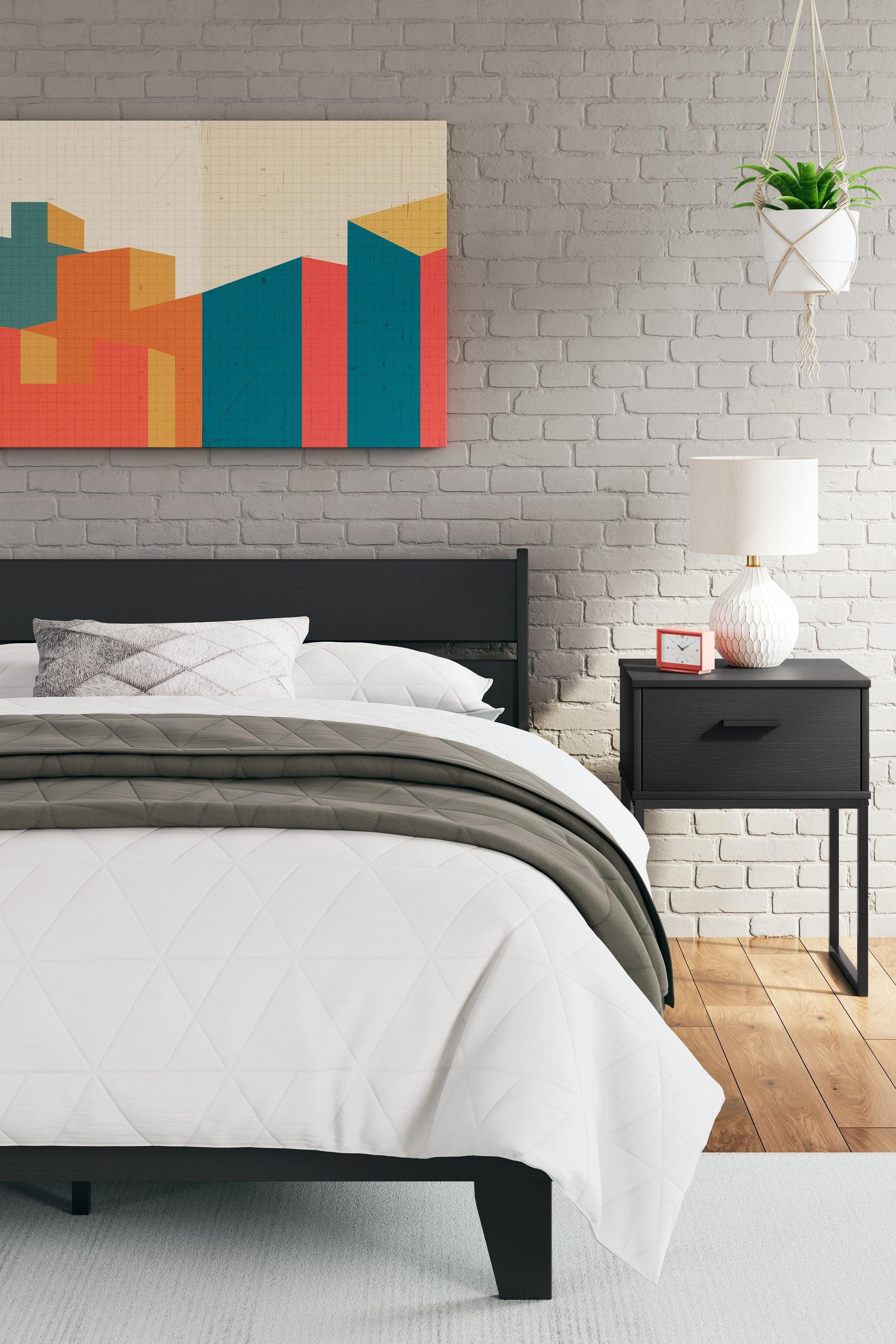Socalle bed displayed with mattress