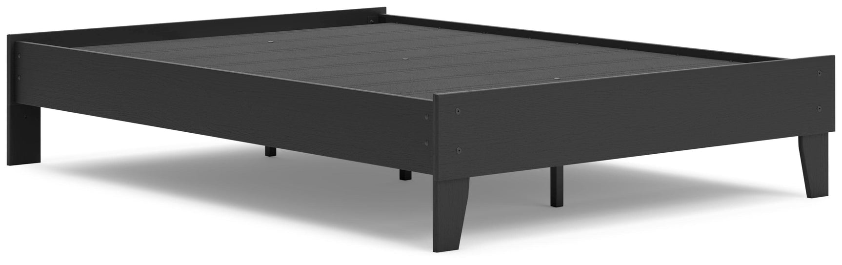 Close-up of black matte wood grain finish on Socalle Bed