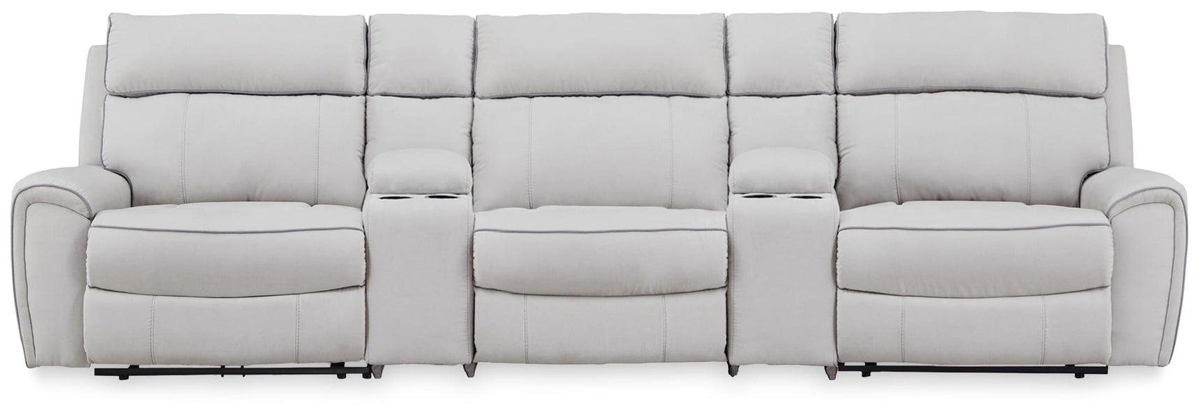 Social Pointe Pearl/Ash Chenille 5-Piece Power Reclining Sectional - image 1