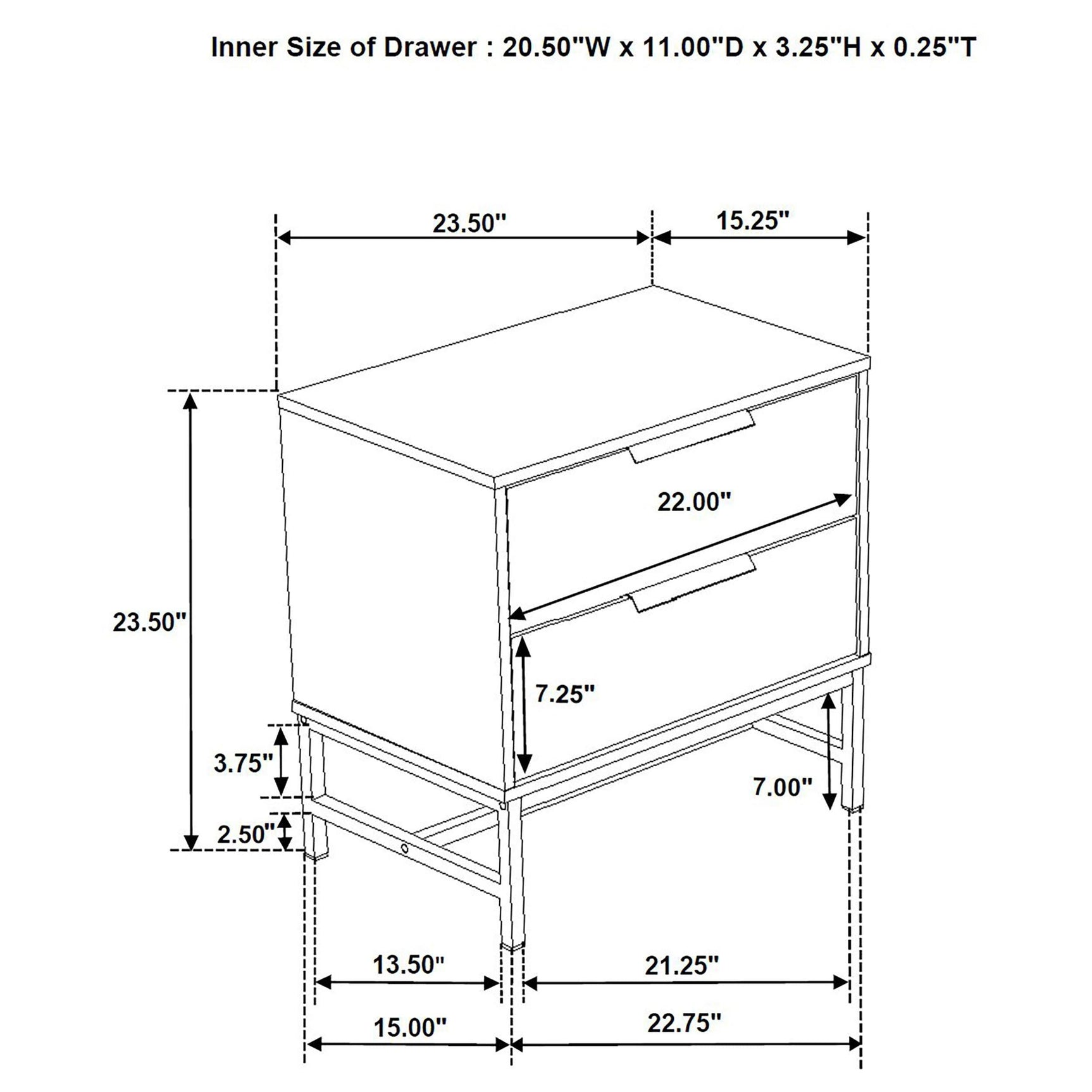 Alternate angle showing nightstand drawer gap