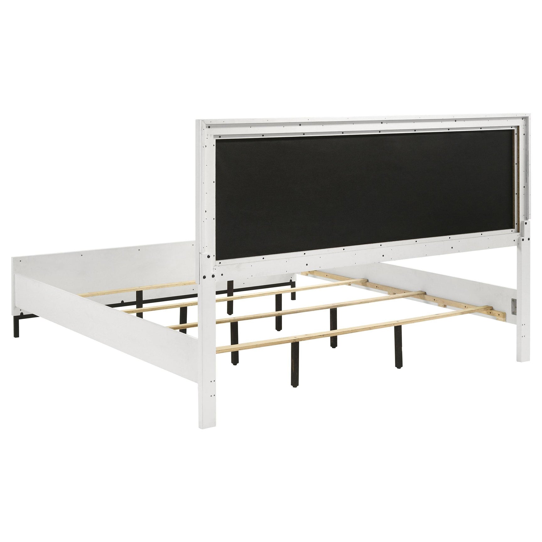 Bed frame showing adjustable support legs