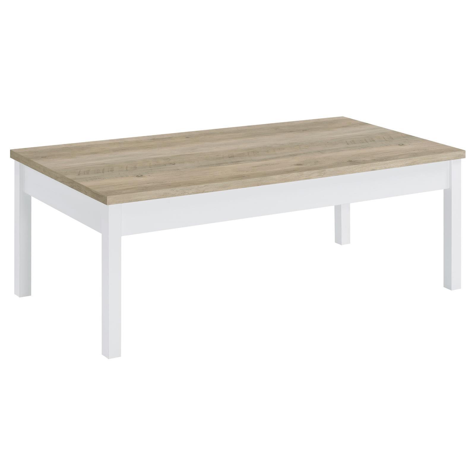 Stacie 3-piece coffee table set antique pine and white angled view of coffee table and end table