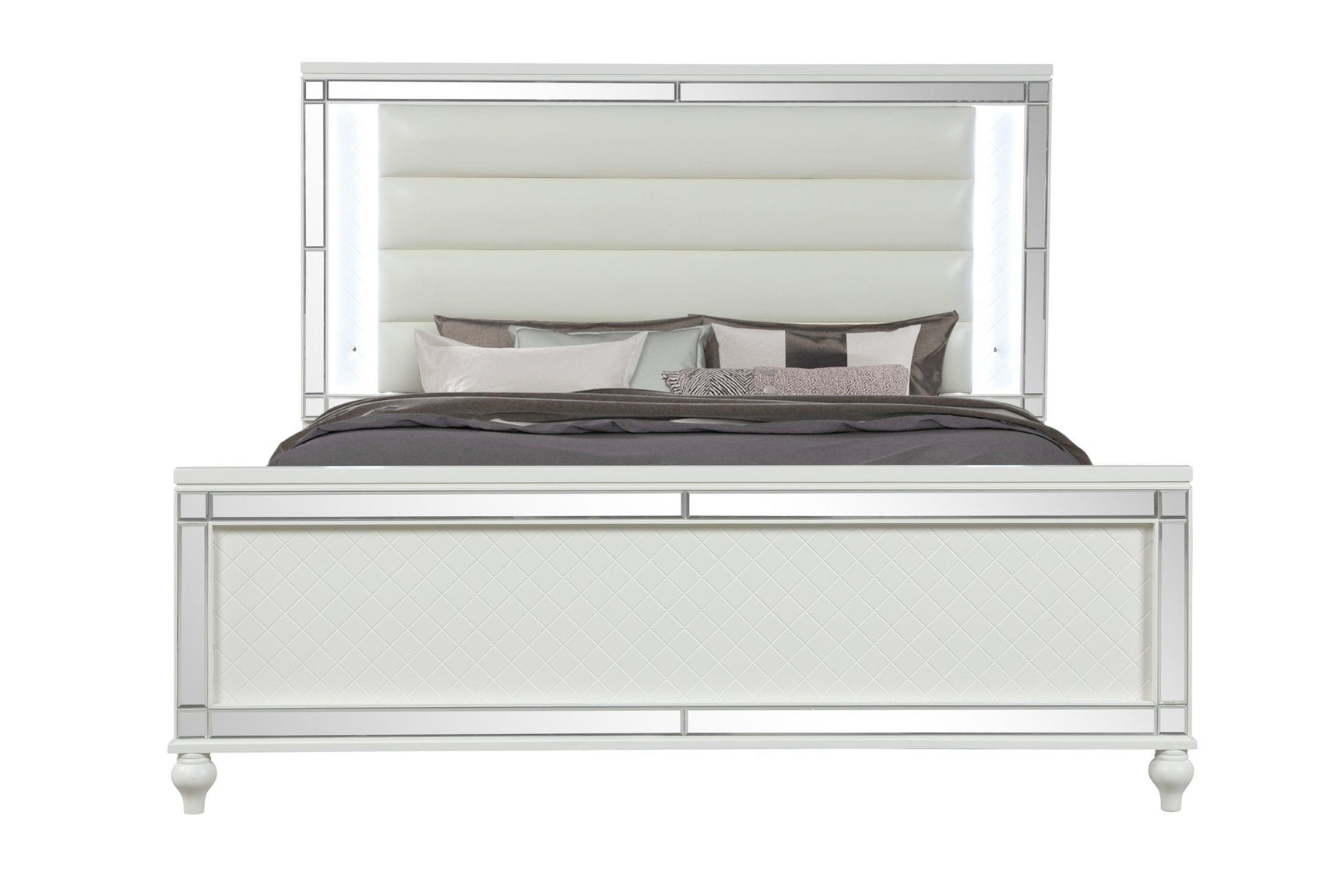Stars White LED Upholstered Panel Bedroom Set side view