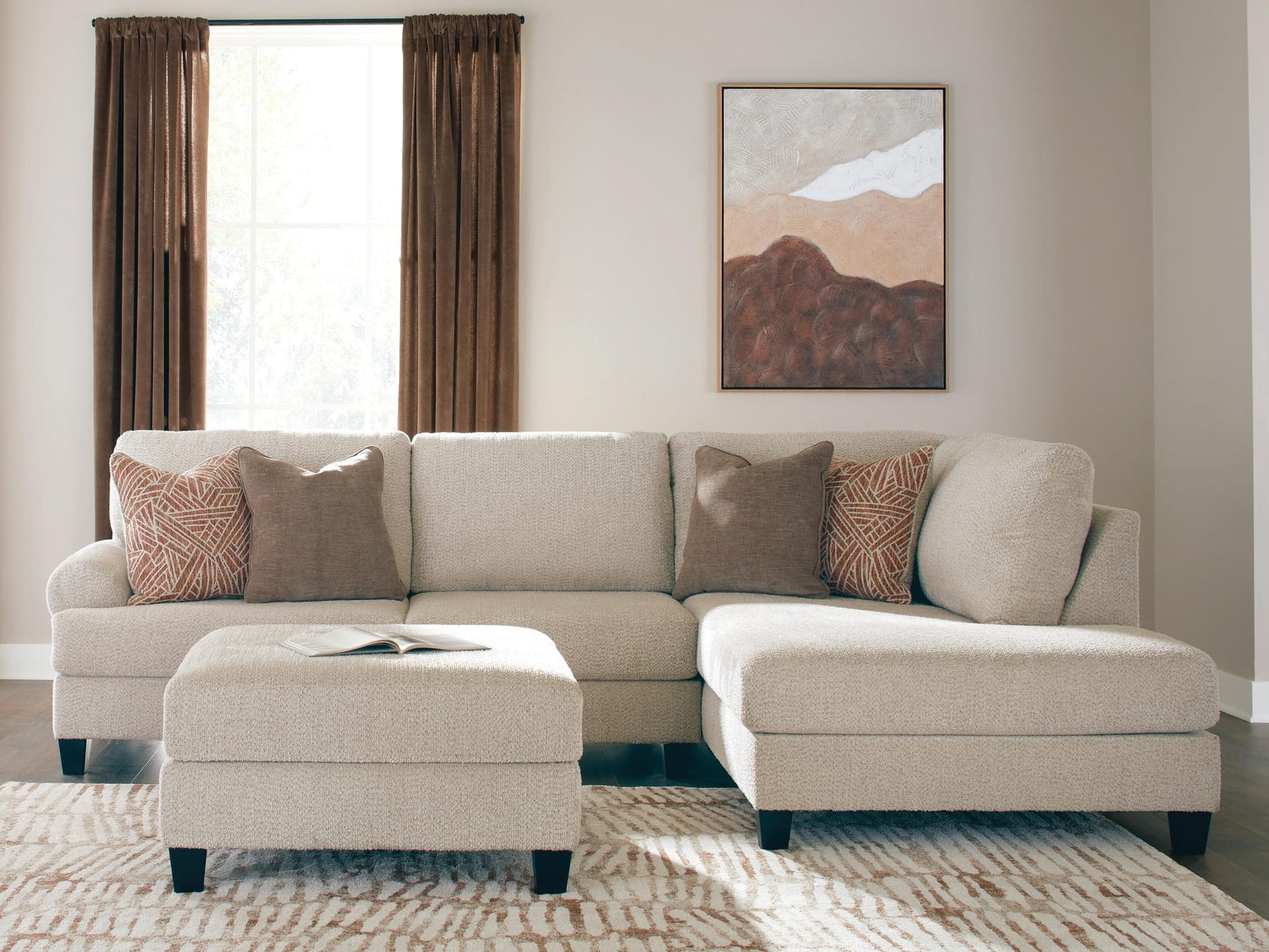 Steelwater Latte Retreat 2-Piece Sectional with Chaise and Oversized Accent Ottoman view 2