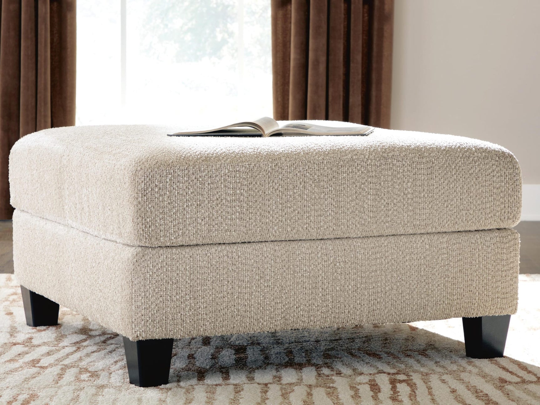 Steelwater Retreat Latte Chenille Oversized Accent Ottoman from Decor Furniture
