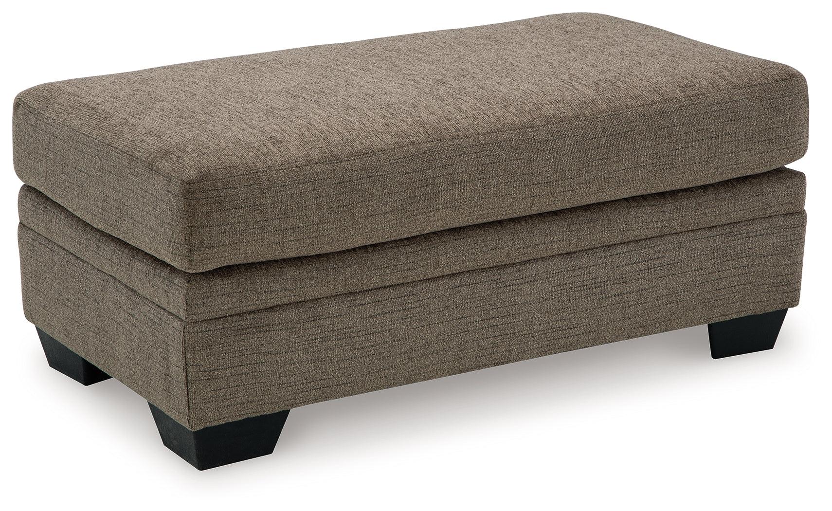 Stonemeade Nutmeg Chenille Ottoman angled side view