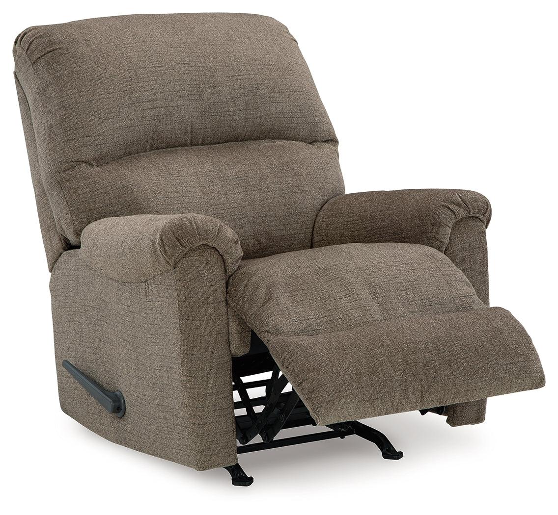 reclining view of Stonemeade Nutmeg Chenille Recliner recliner
