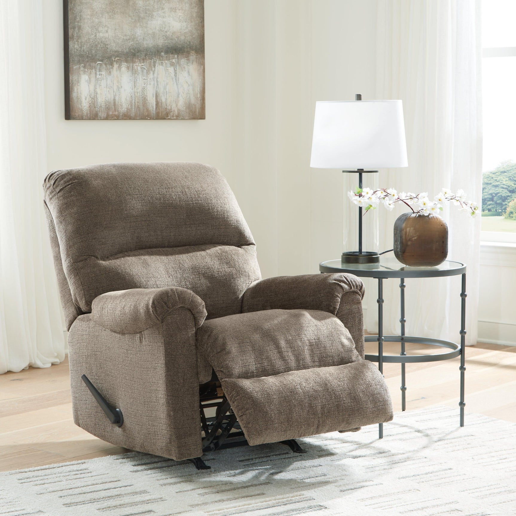 side view of Stonemeade Nutmeg Chenille Recliner recliner