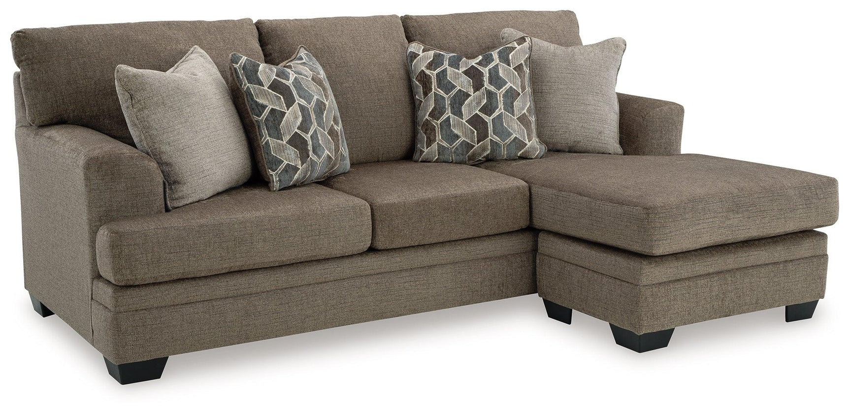 Stonemeade Nutmeg Chenille Sofa Chaise side view showing chaise