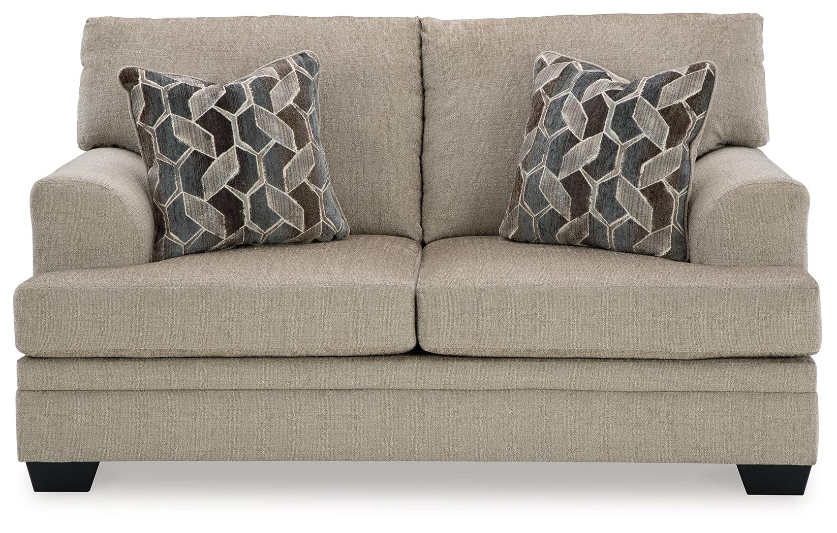 Close-up of Stonemeade chenille upholstery and cushions