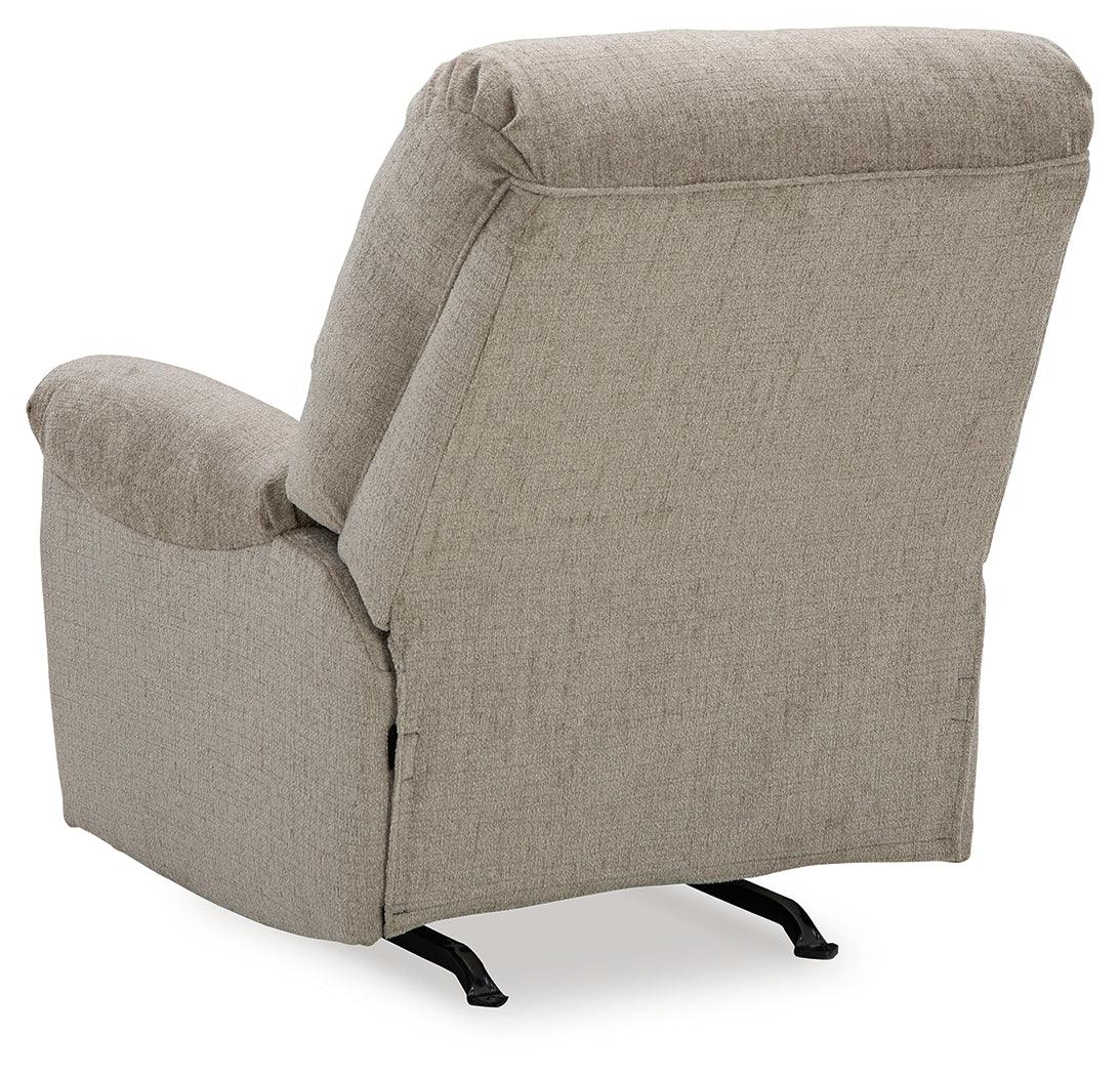 Stonemeade Taupe Chenille Recliner chair reclining angle