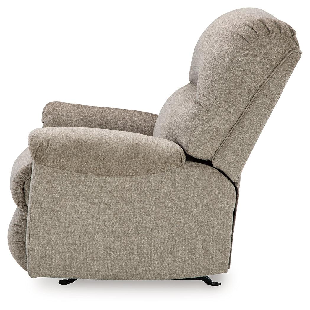 Stonemeade Taupe Chenille Recliner chair detailed front view