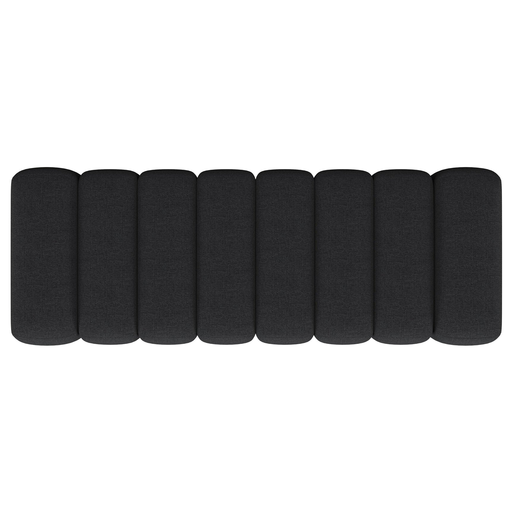 Backless and armless upholstered bench in charcoal