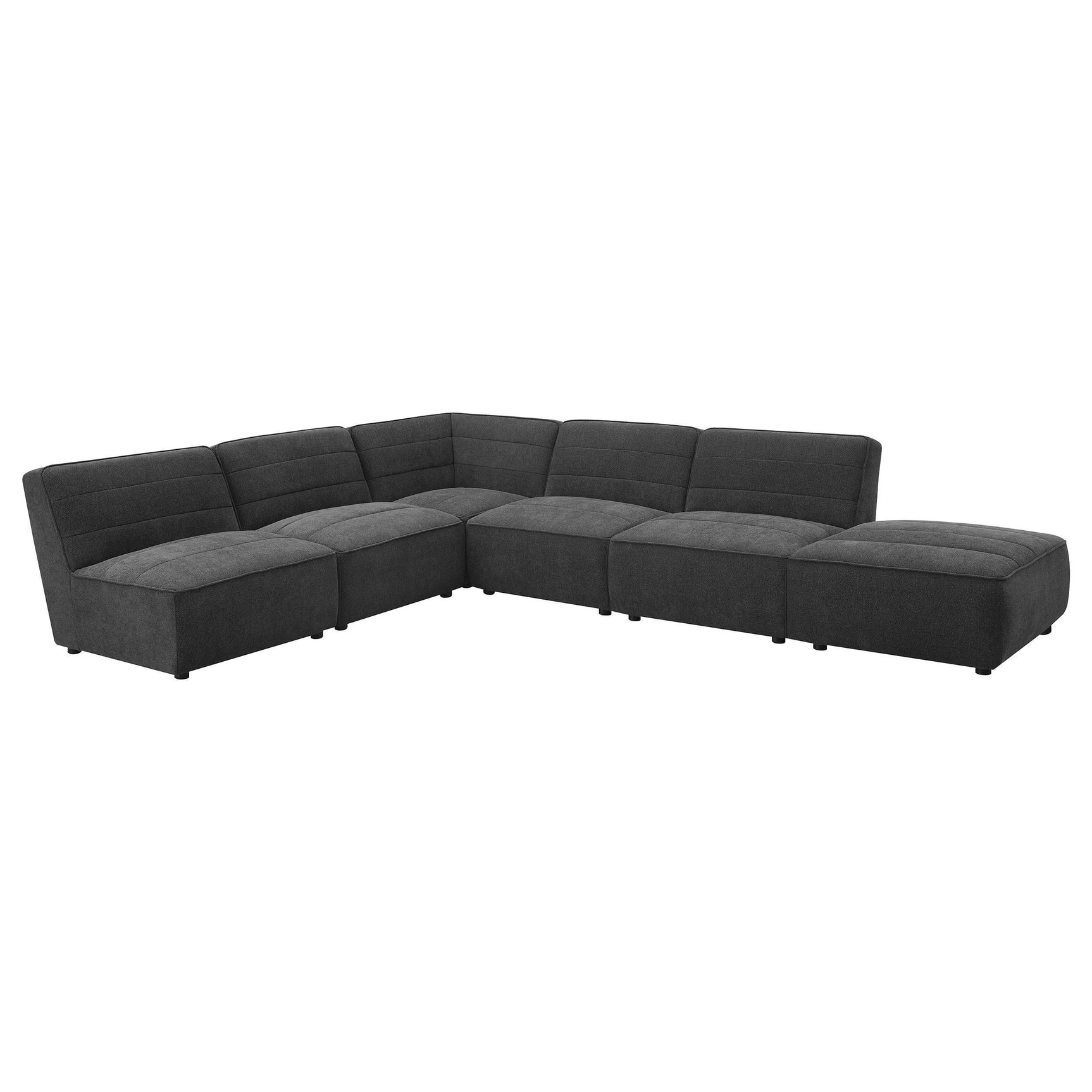 Sunny Upholstered Armless Chair Dark Charcoal, under seat frame