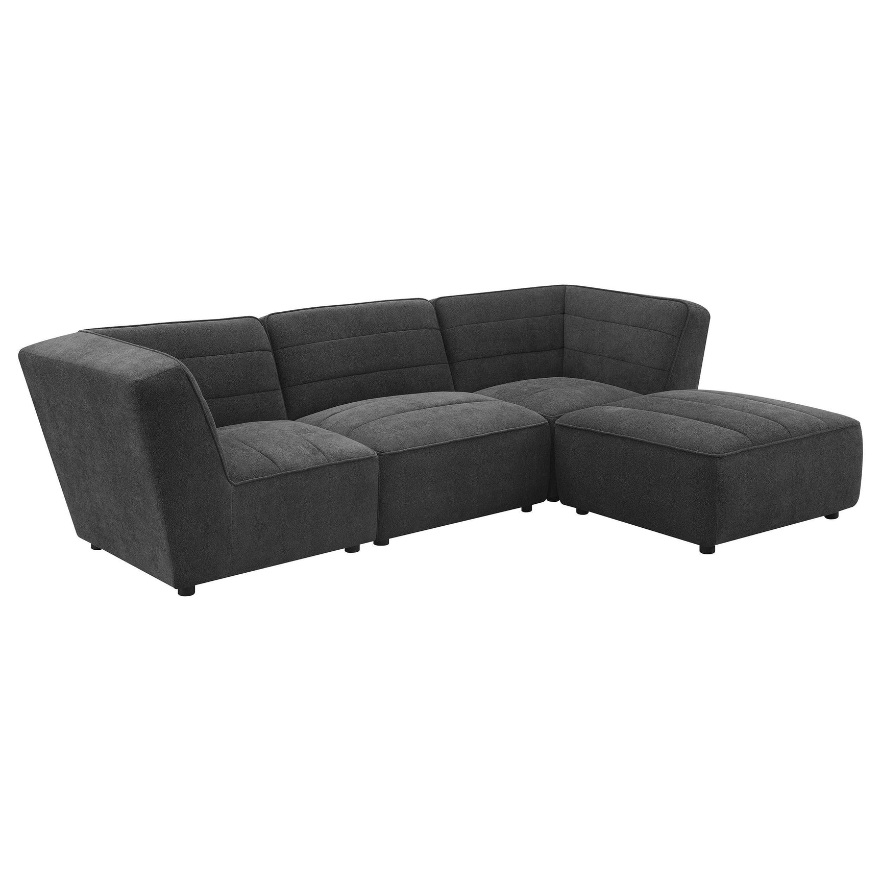 Sunny Upholstered Armless Chair Dark Charcoal, full side profile