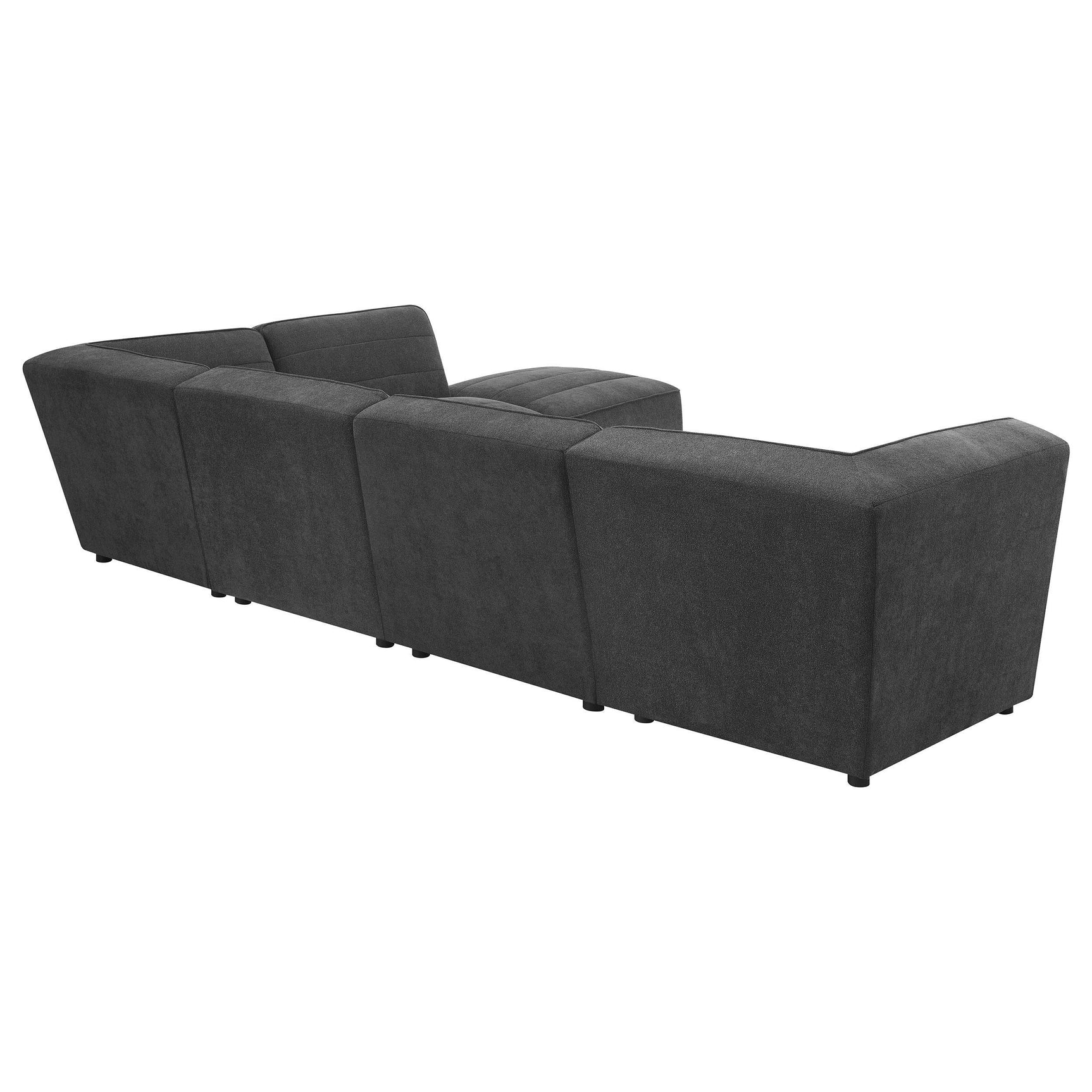 Sunny Upholstered Armless Chair Dark Charcoal, angled from back