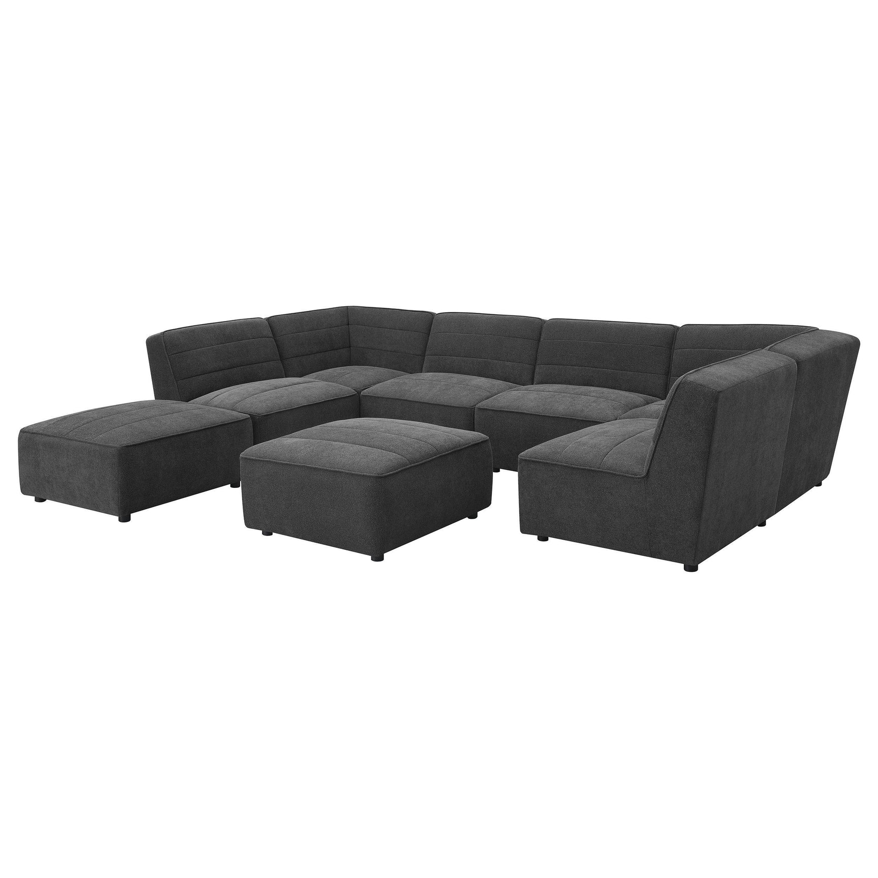 Sunny Upholstered Armless Chair Dark Charcoal, front edge detail