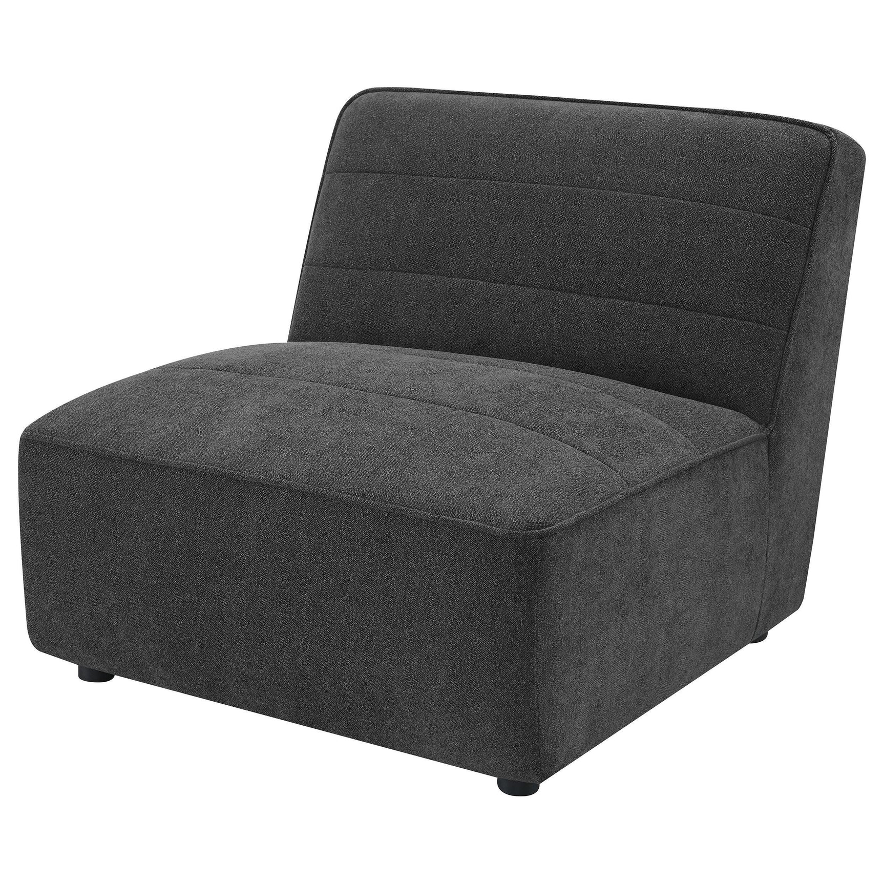 Sunny Upholstered Armless Chair Dark Charcoal, close-up of tufting
