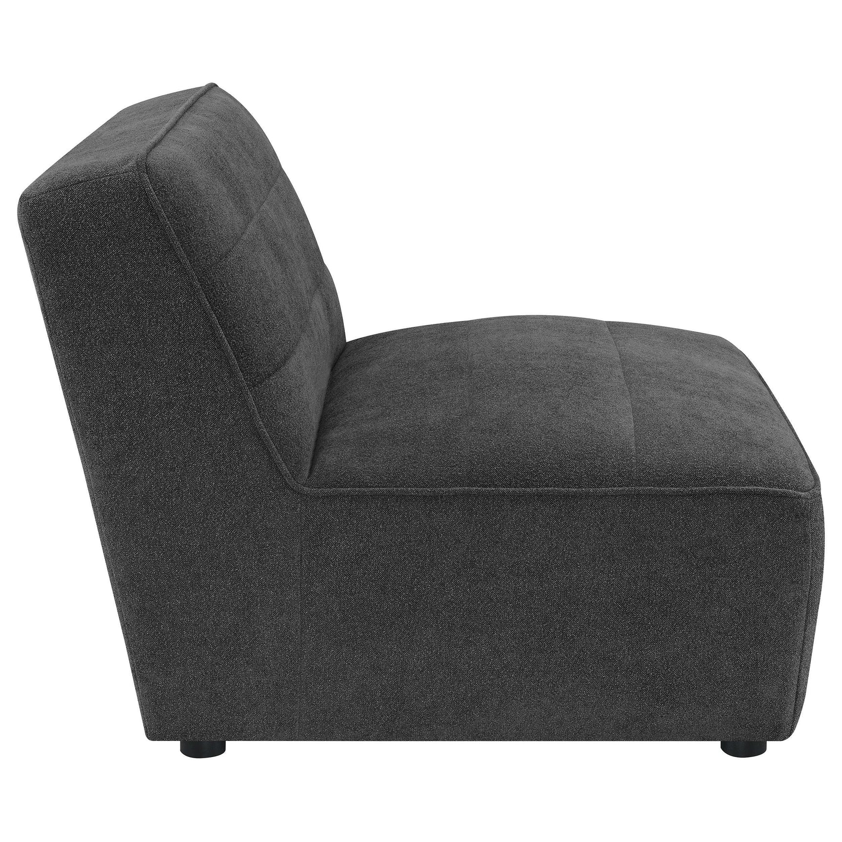 Sunny Upholstered Armless Chair Dark Charcoal, side silhouette
