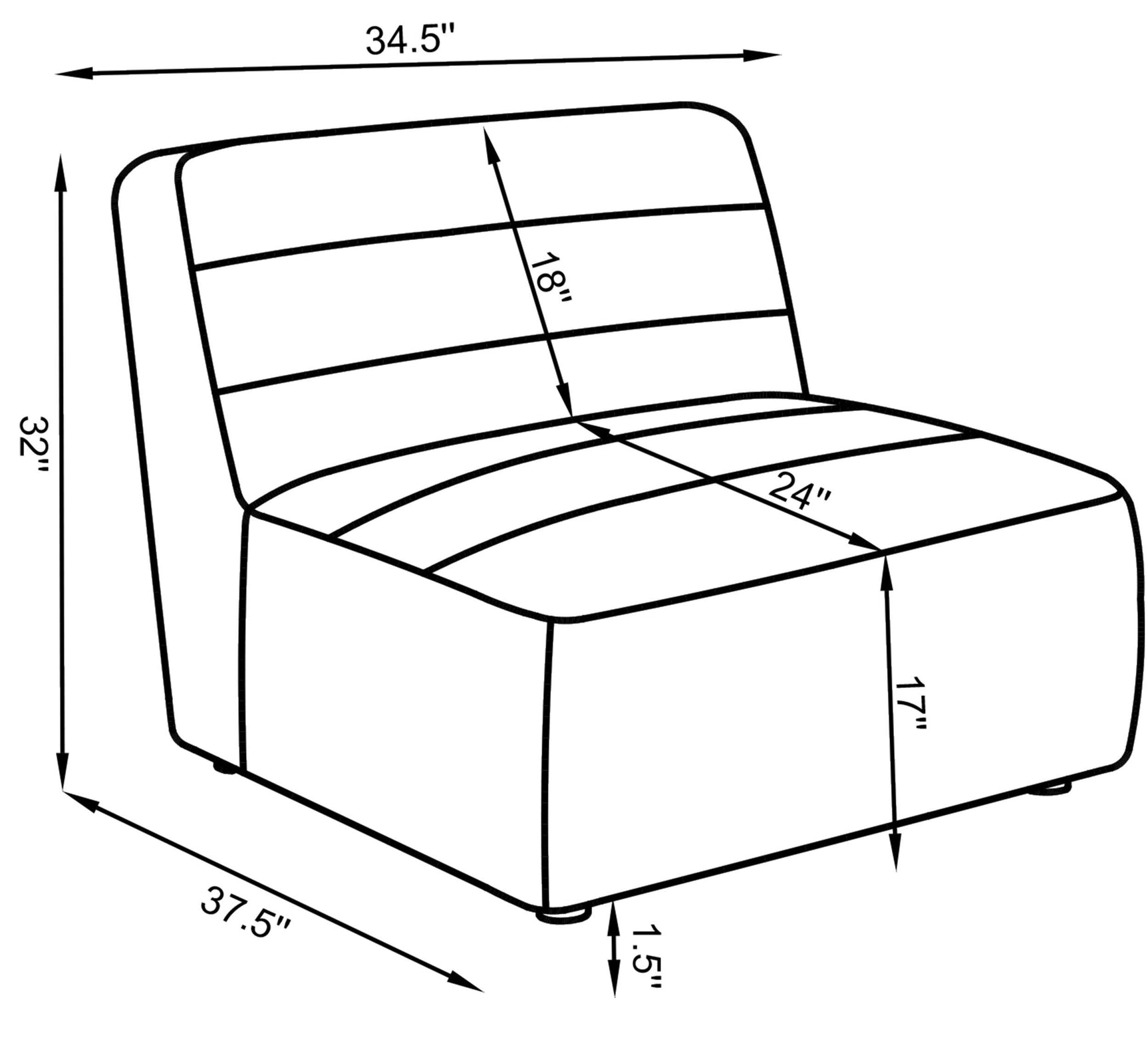 Sunny Upholstered Armless Chair Natural Corner View
