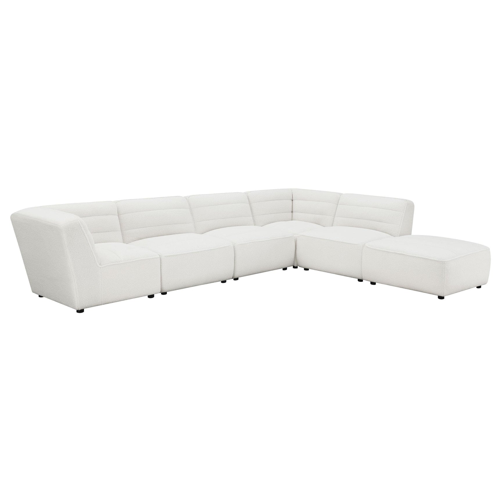 Sunny Upholstered Armless Chair Natural Showing Channel Tufting