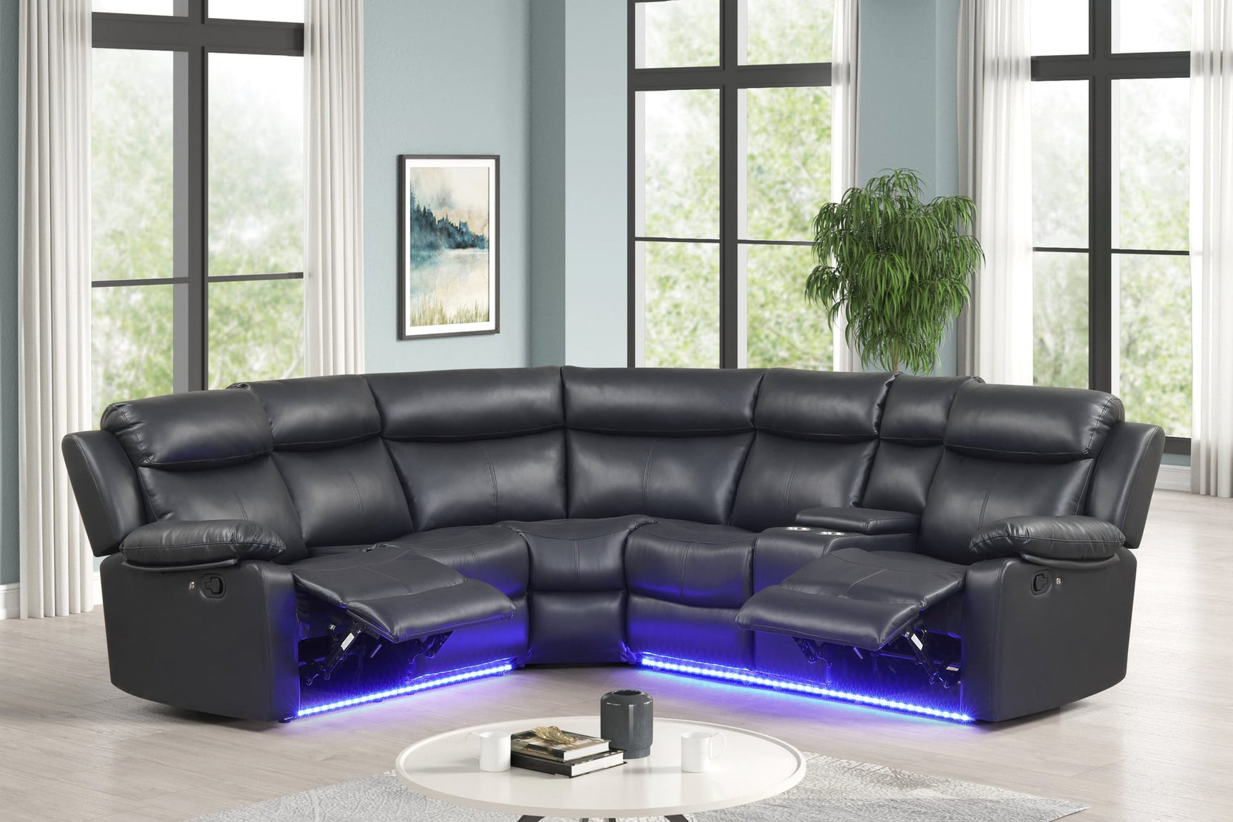 Super Black Reclining Sectional view 2