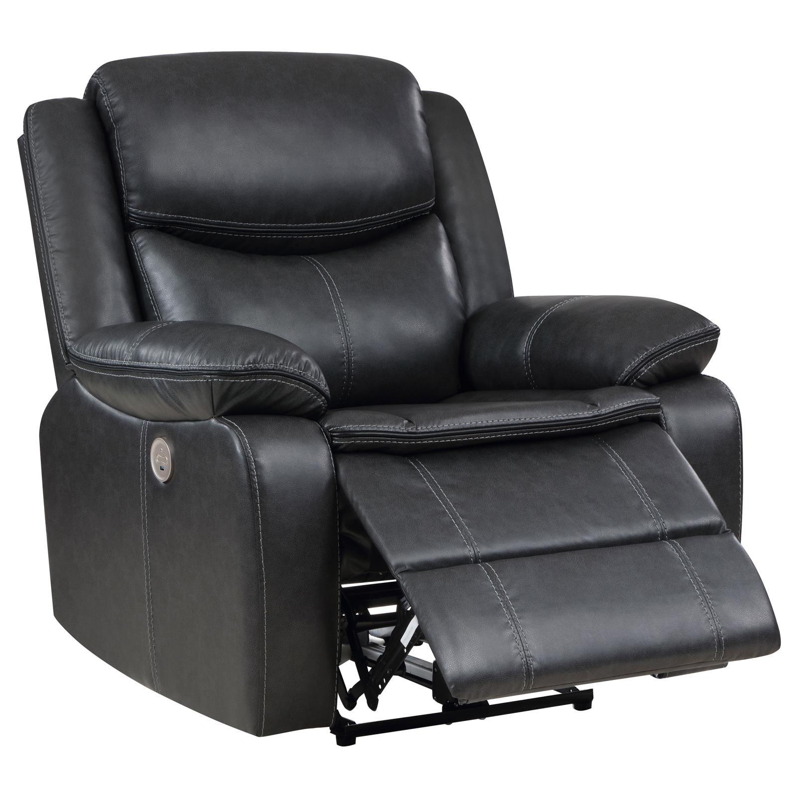 Sycamore Upholstered Power Recliner Chair dark grey side view