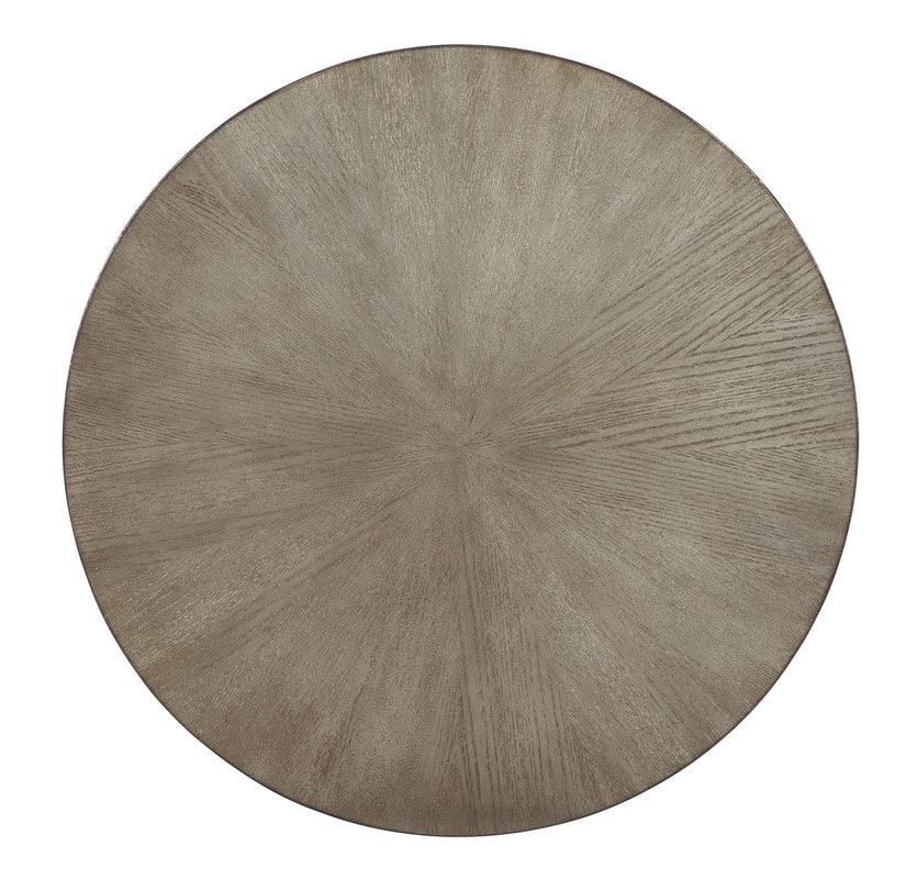 Close-up of Ranoka Platinum table's ash veneer top with intricate silver pattern