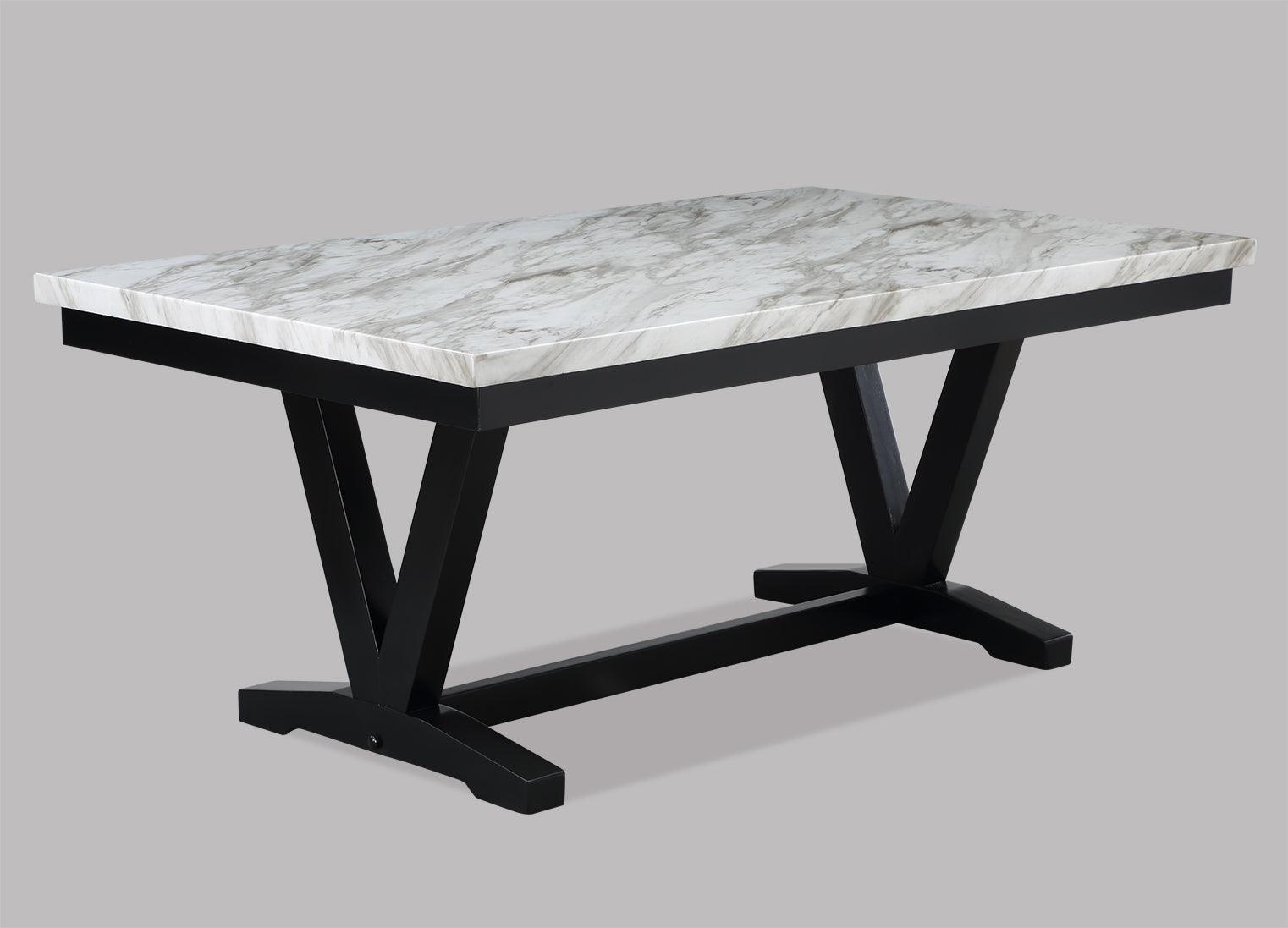 Detail view of Tanner dining table corner and bench seating
