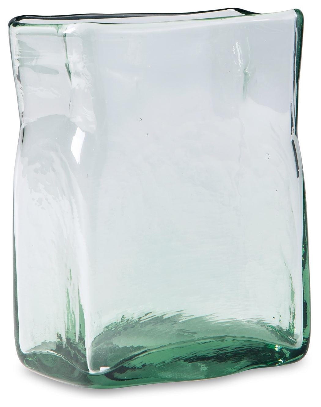 Taylow Green Vase medium glass vase with curved modern shape