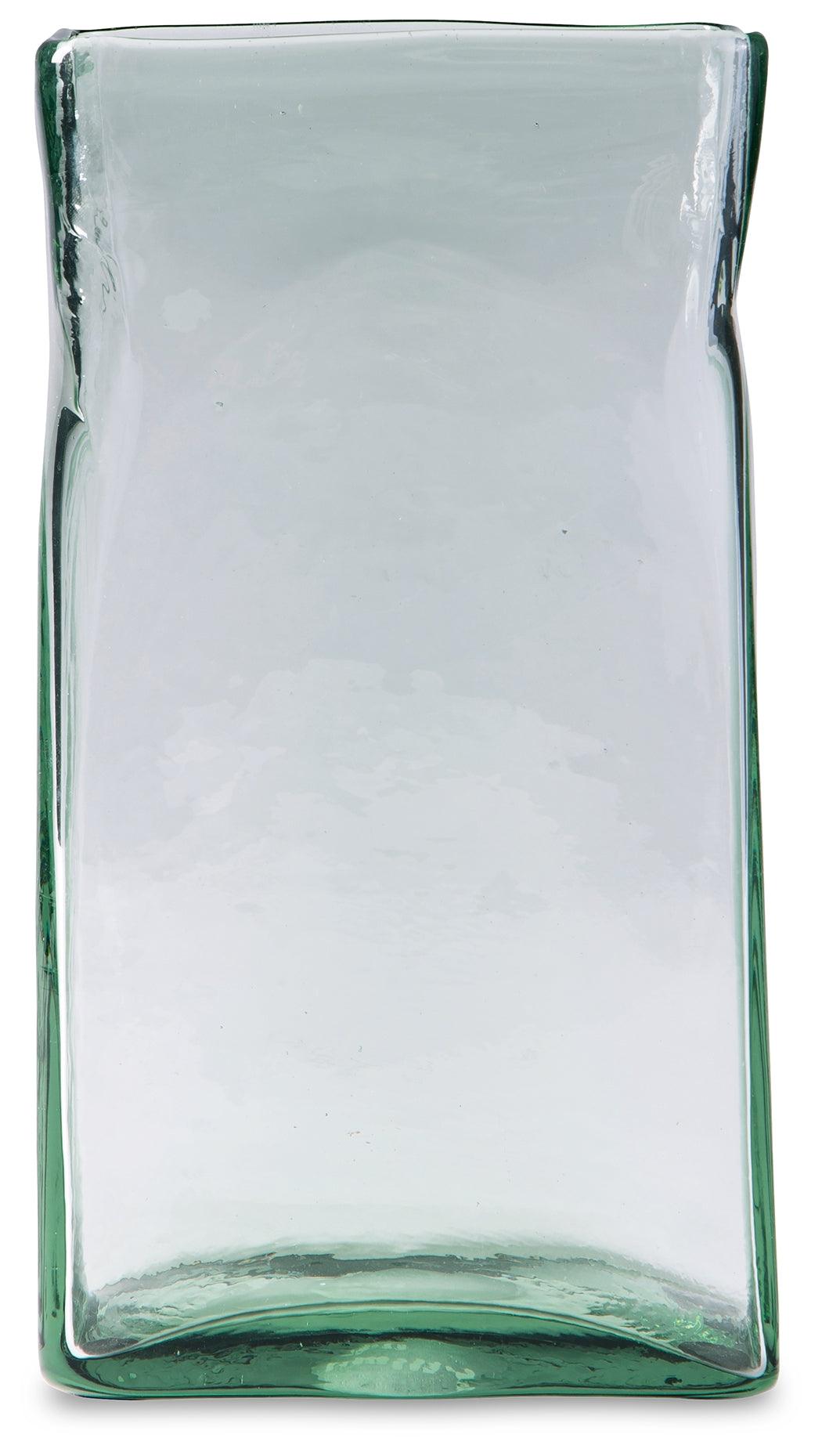 Large deep green porcelain vase with glossy finish, front view
