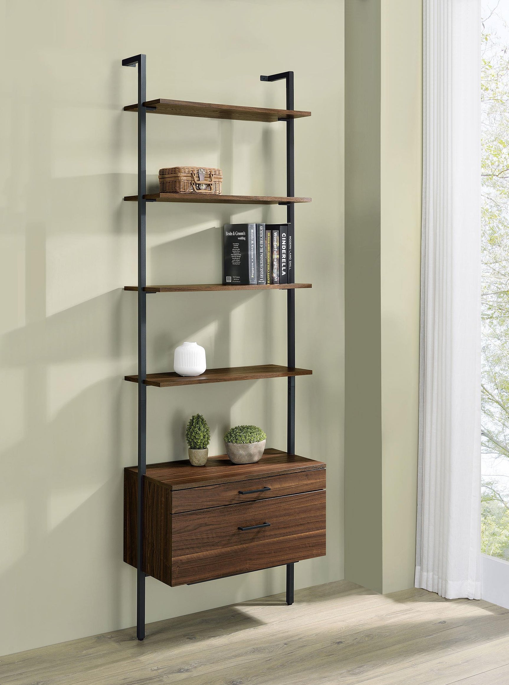 Close-up of two drawers with pull handles in Gors bookcase