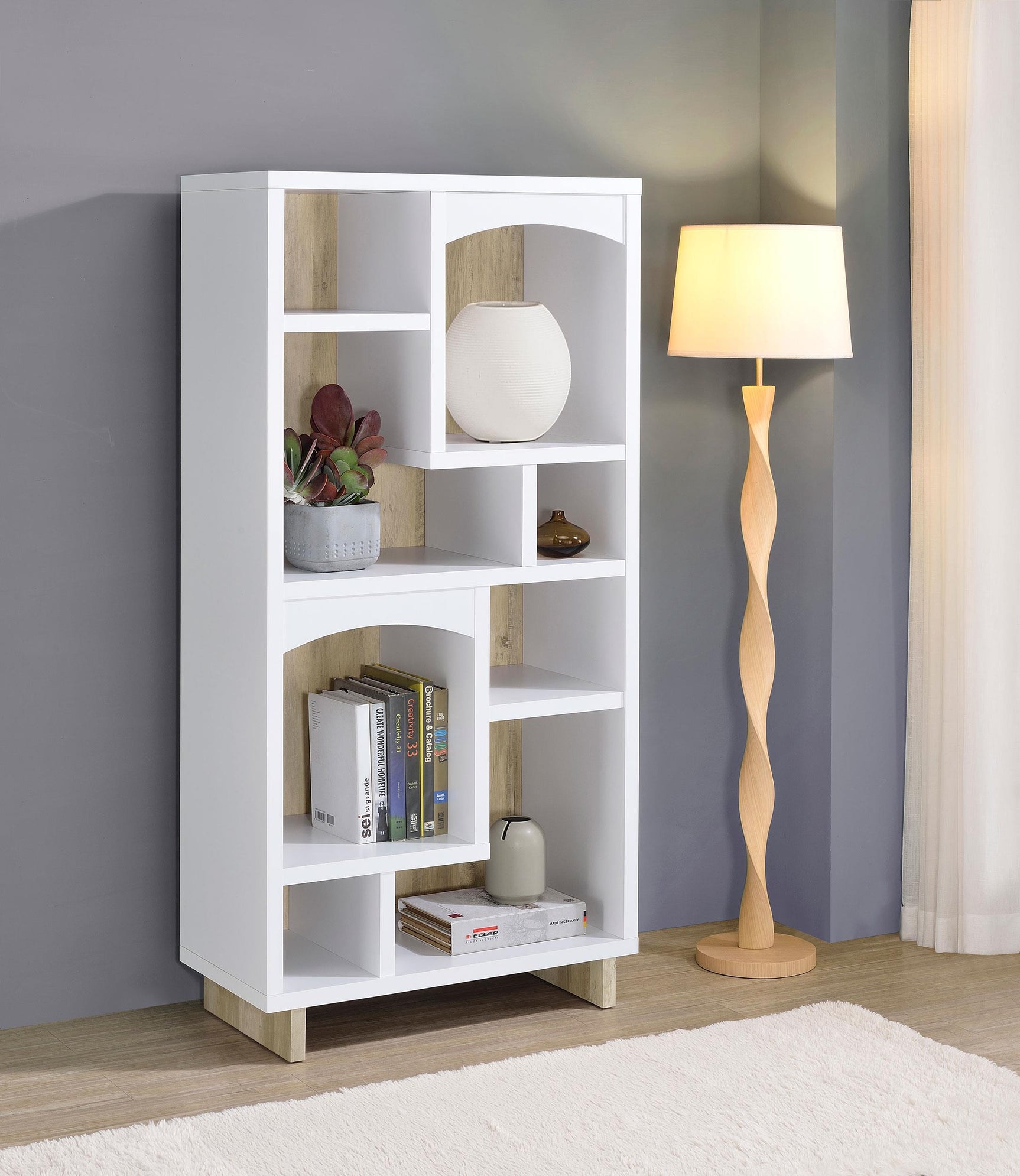 Gors white bookcase side angle